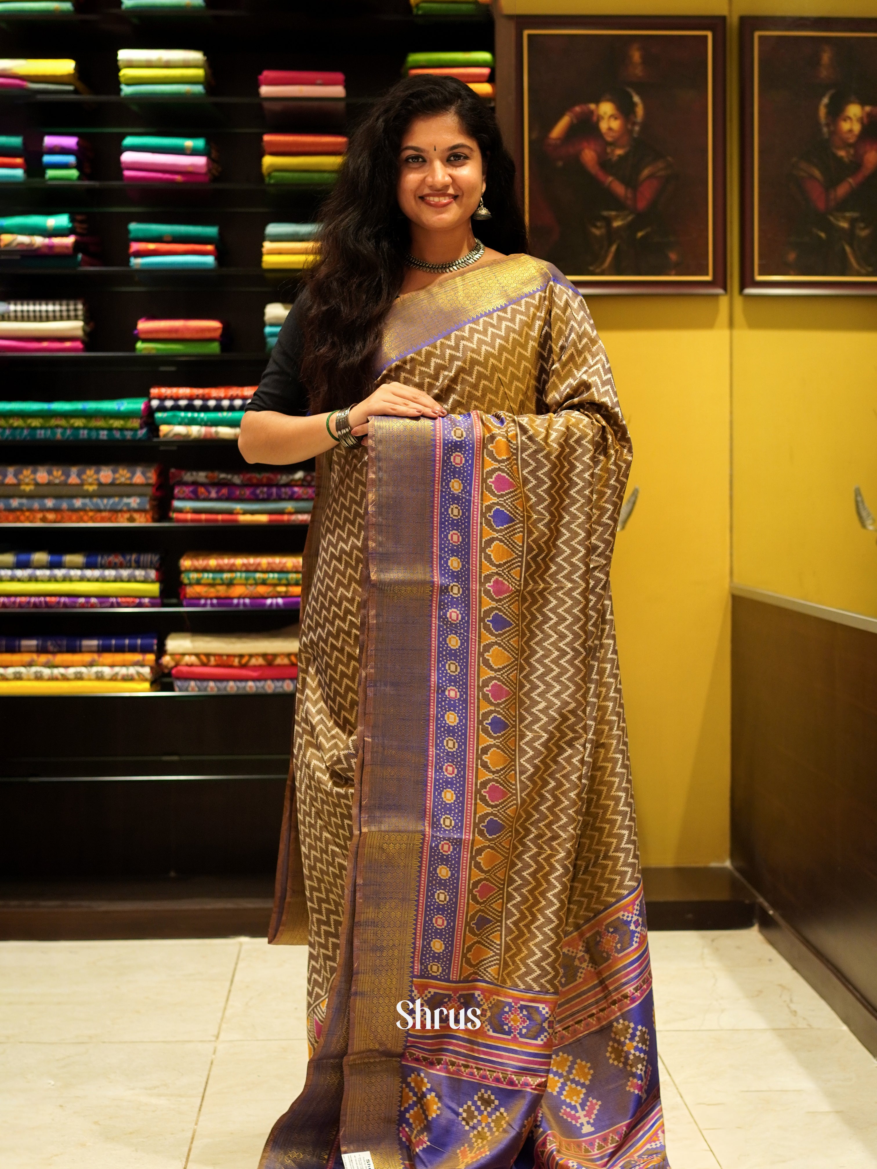 Green & Purple - Semi Patola Saree