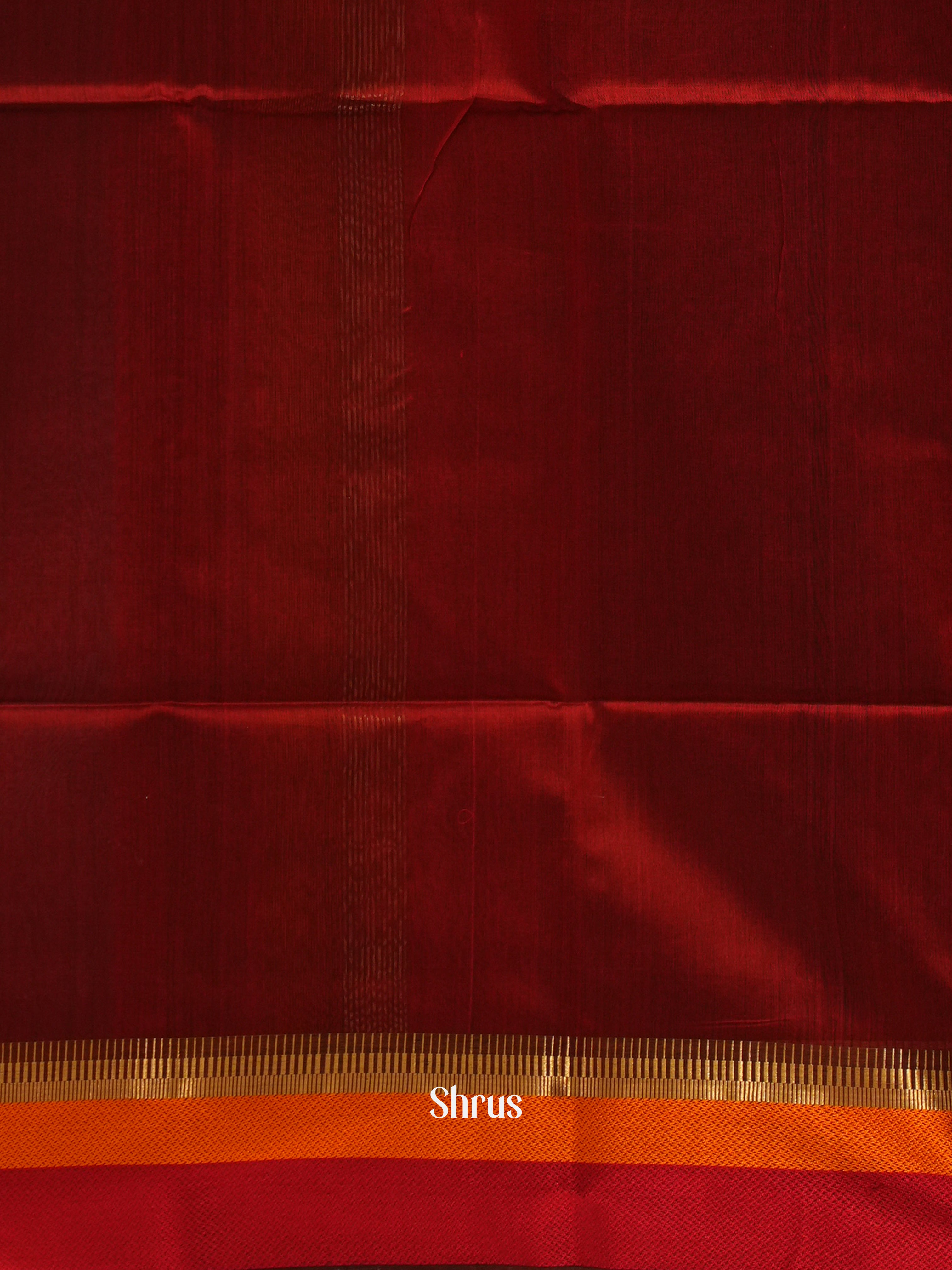 Grey & Maroon - Maheshwari silkcotton Saree