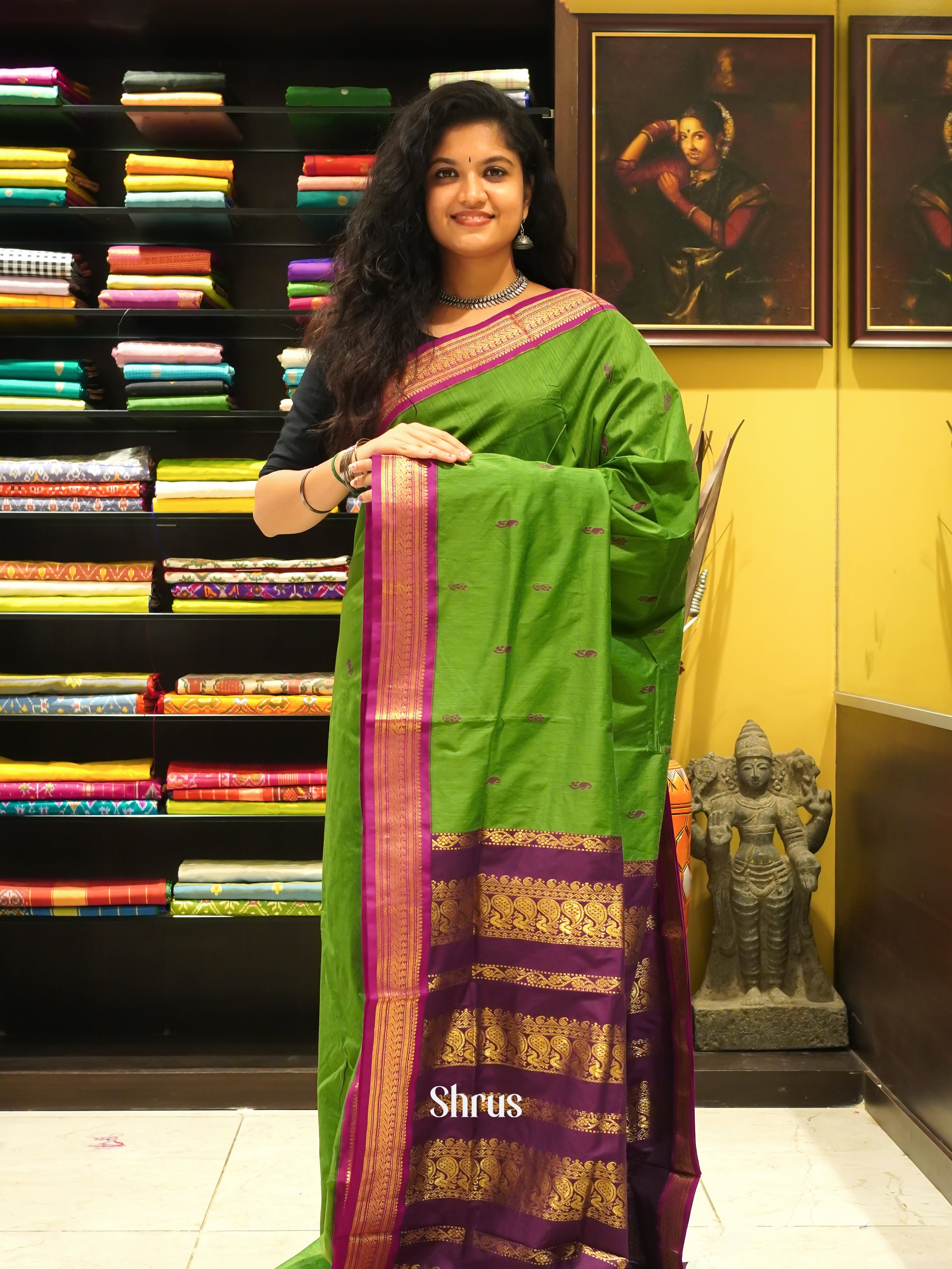 Green & Maroon  - Kalyani Cotton