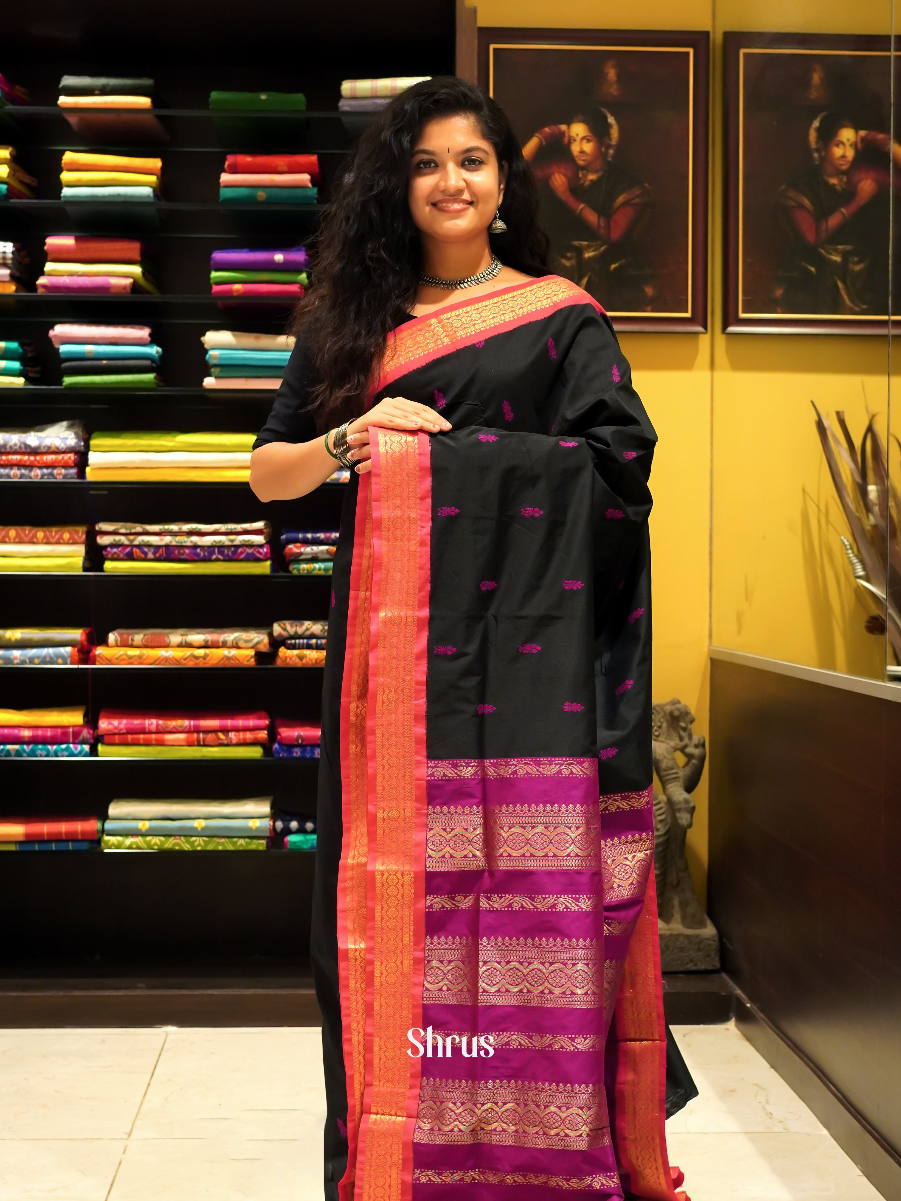 Black & Majenta - Kalyani Cotton