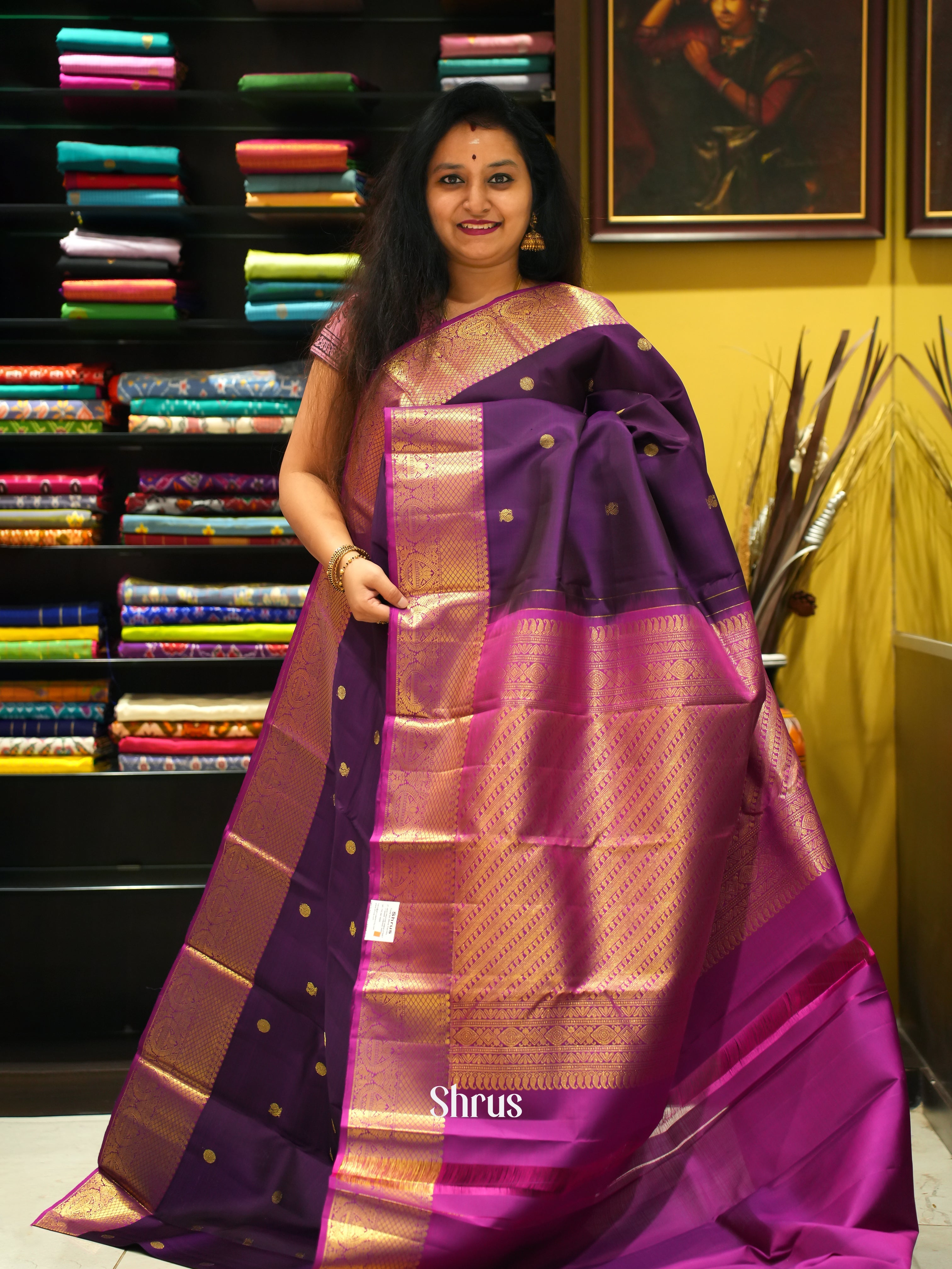 Violet & Majenta pink- Kanchipuram silk Saree