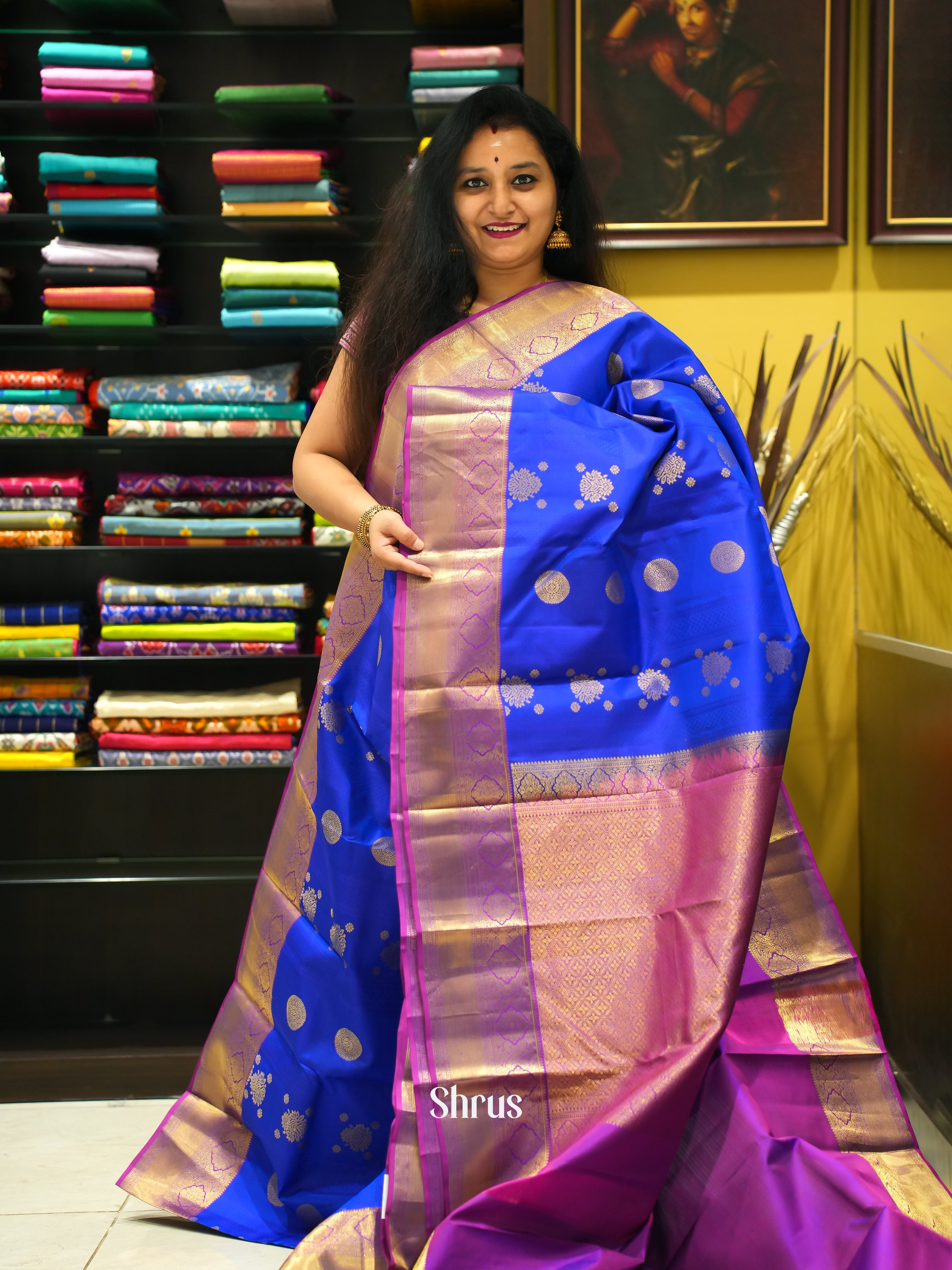 Blue & Majenta - Kanchipuram silk Saree