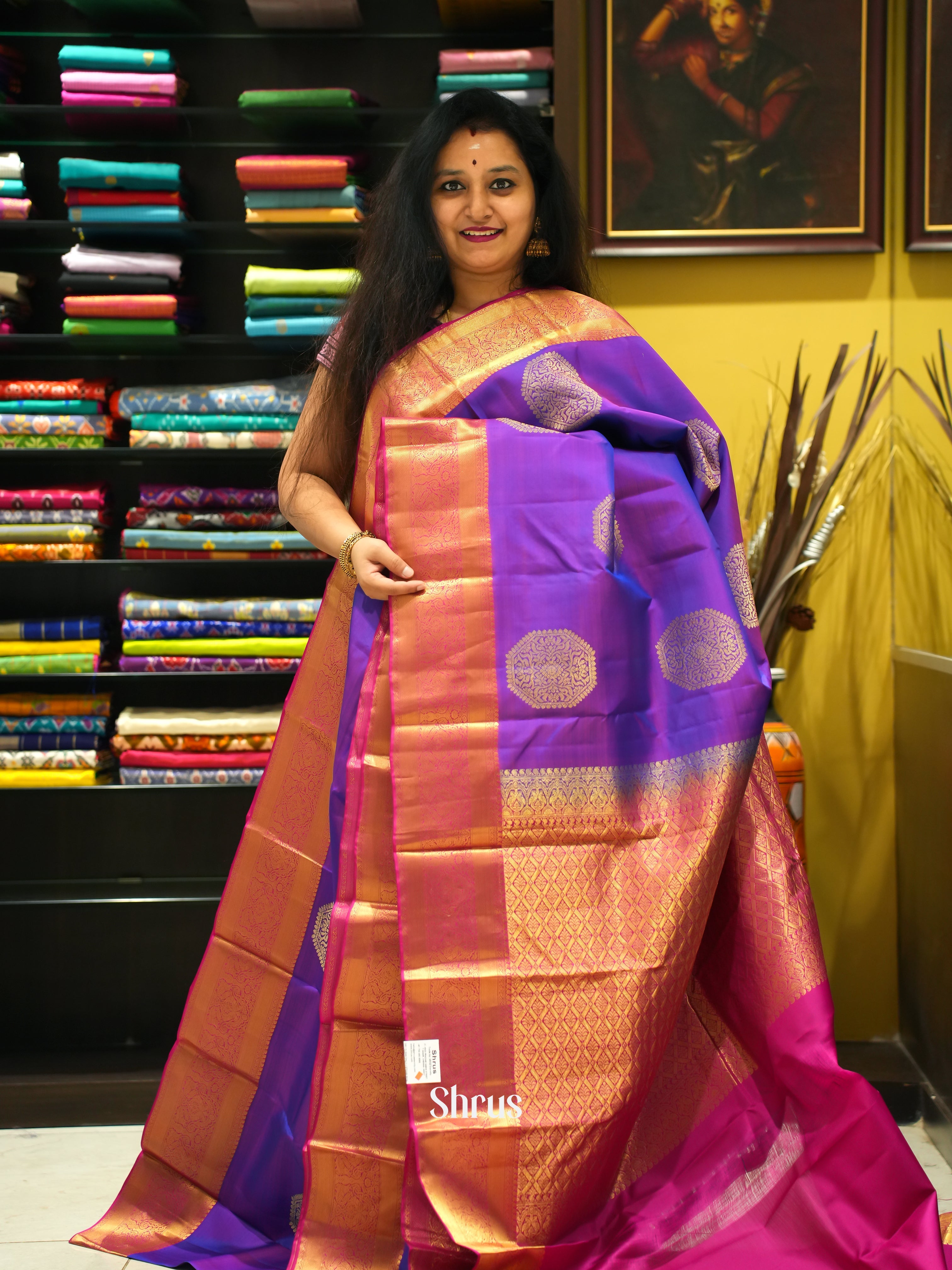 Purple & Pink - Kanchipuram silk Saree