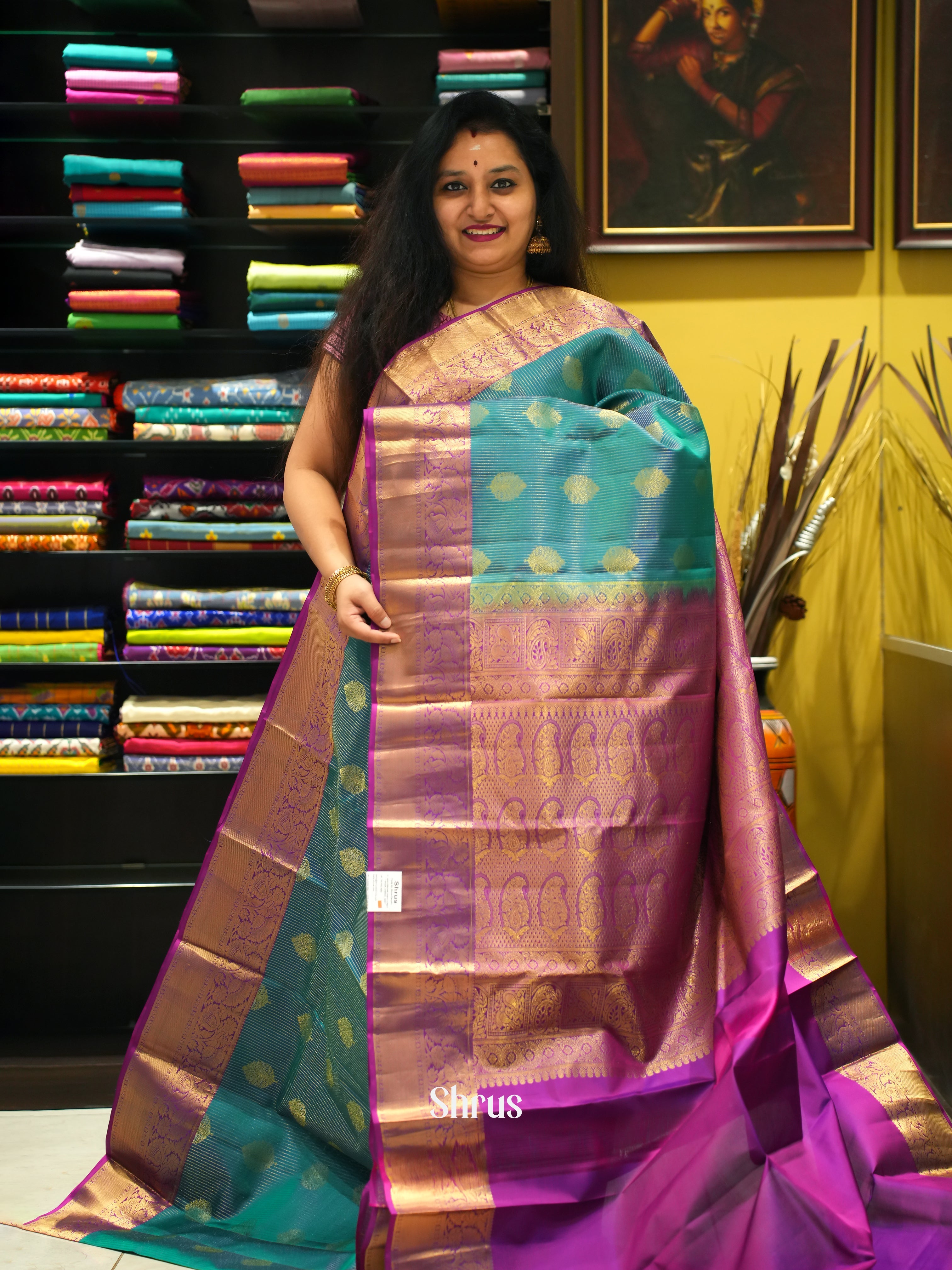 Green & Majenta - Kanchipuram silk Saree