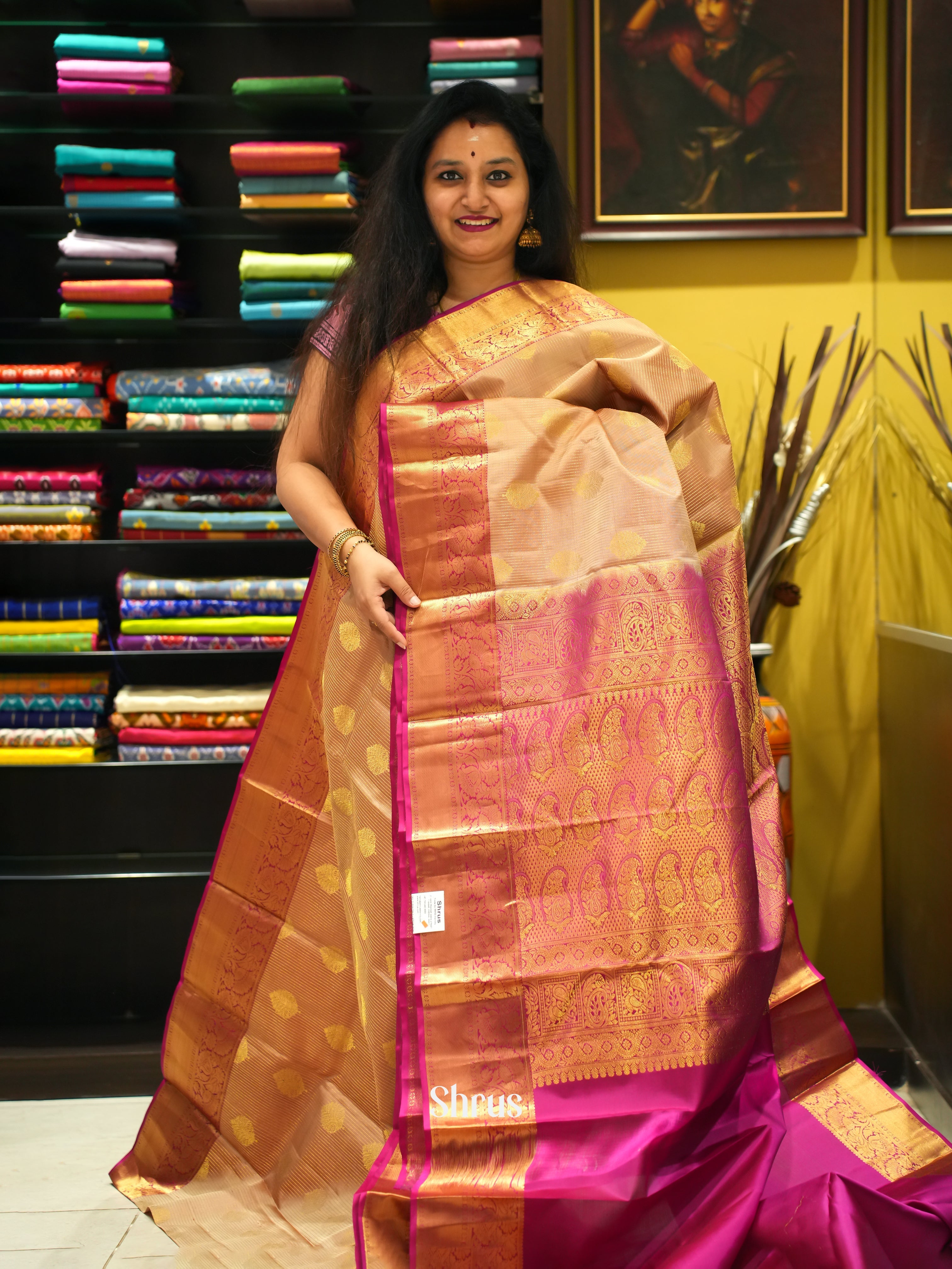 Dusty Brown & Pink- Kanchipuram silk Saree