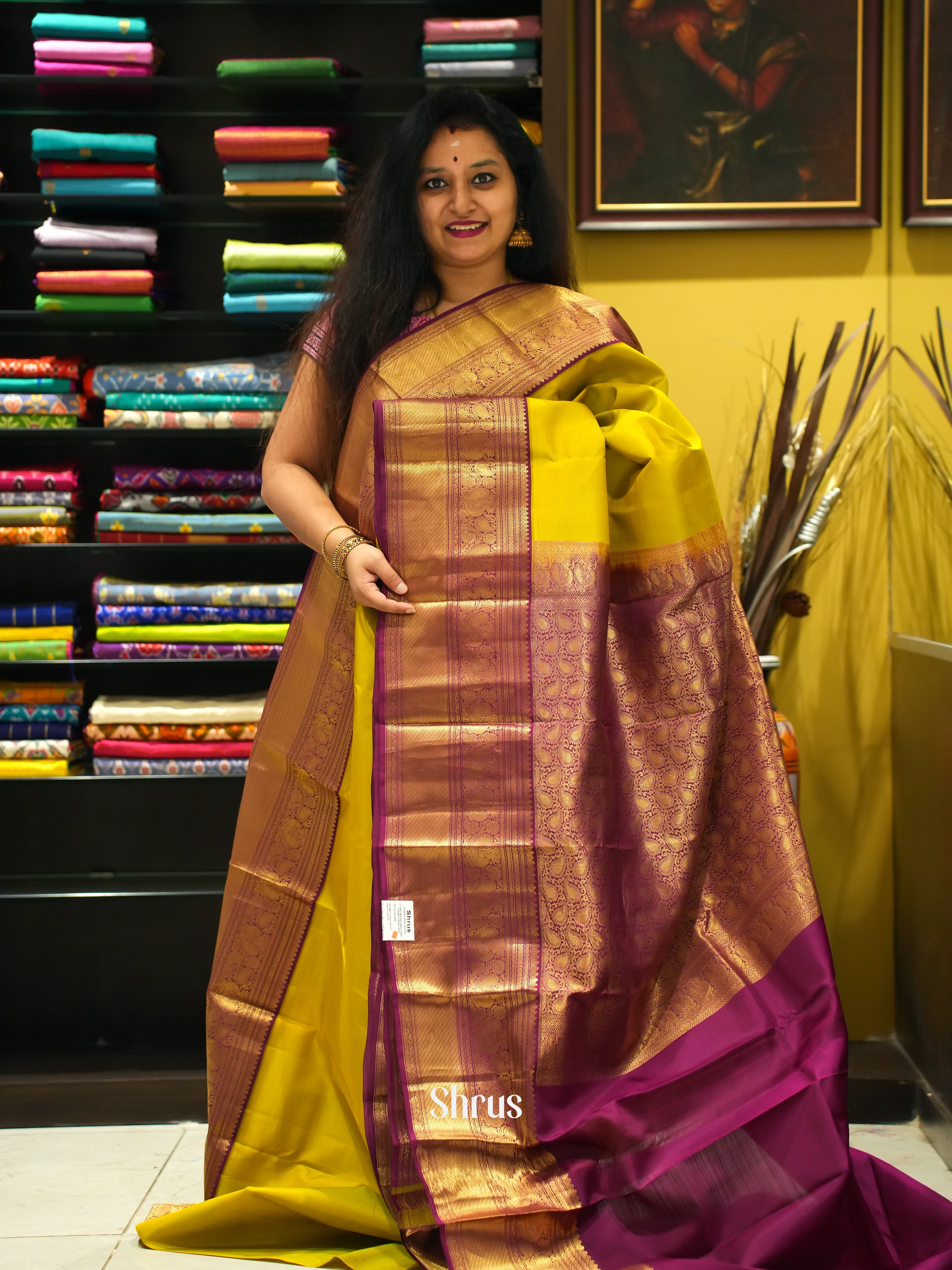 Mathulir Green & Wine - Kanchipuram silk Saree