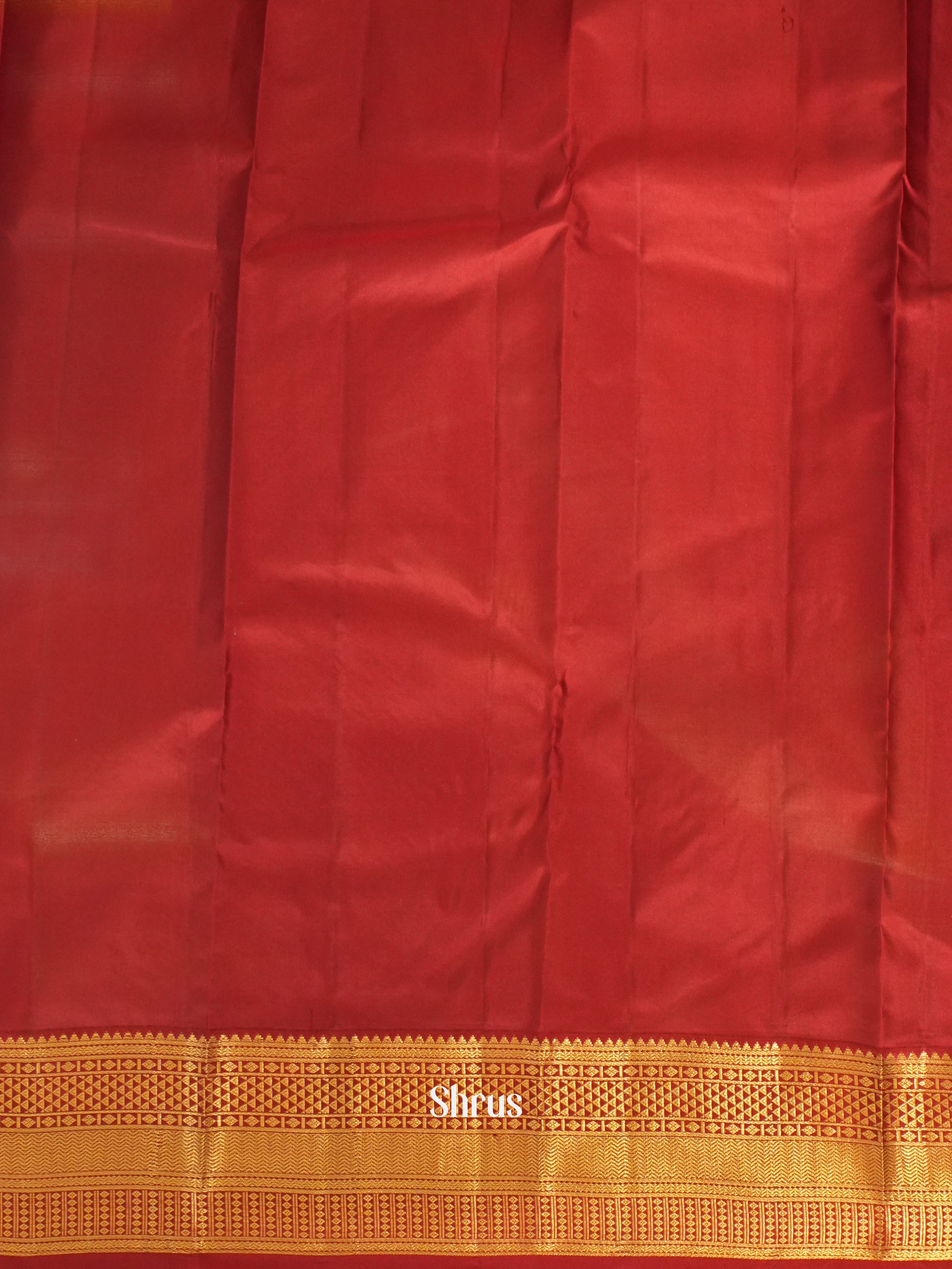 Sandal &  Maroon- Korvai Kanchipuram silk Saree