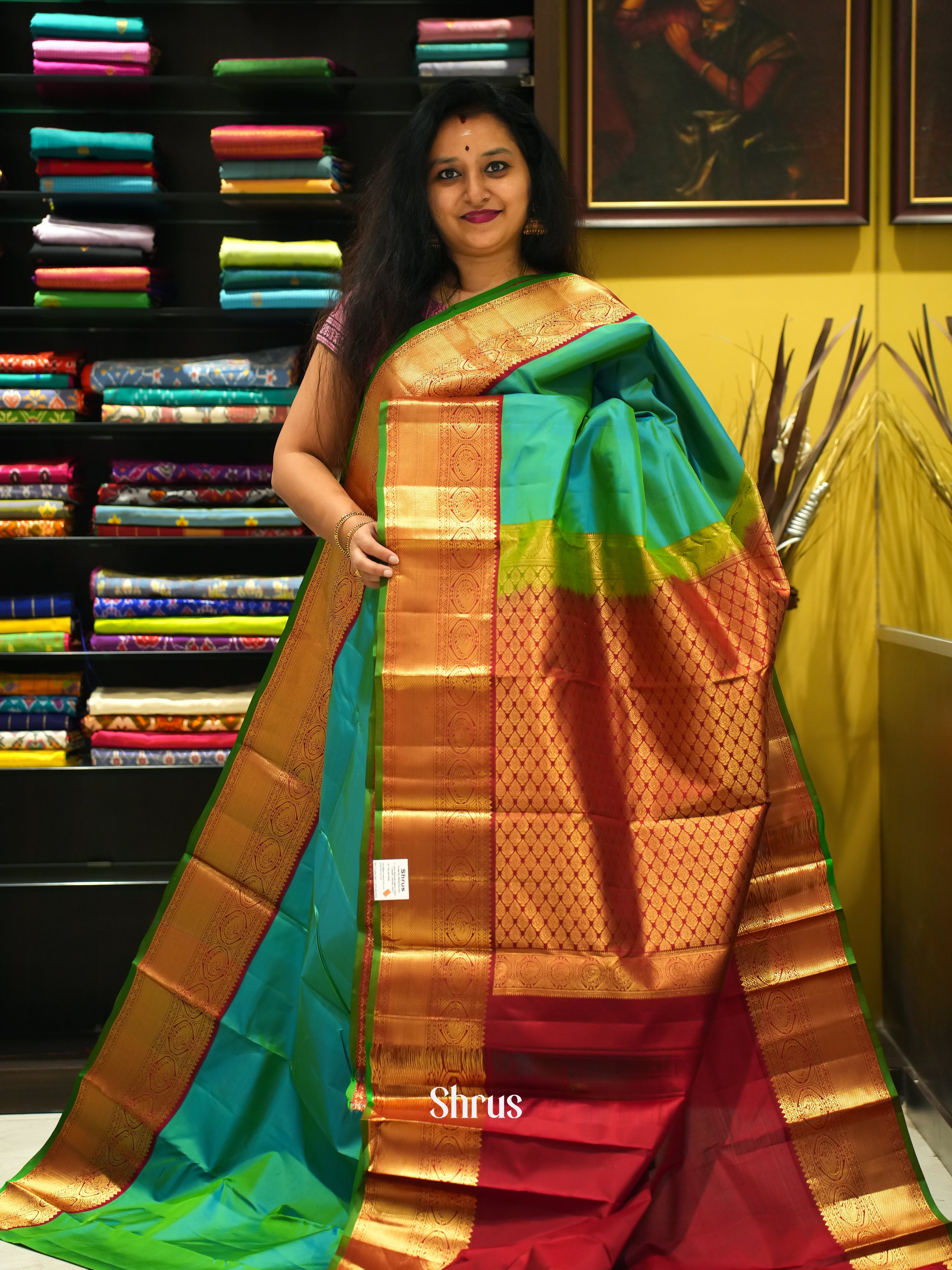 Green & Maroon - Kanchipuram silk Saree