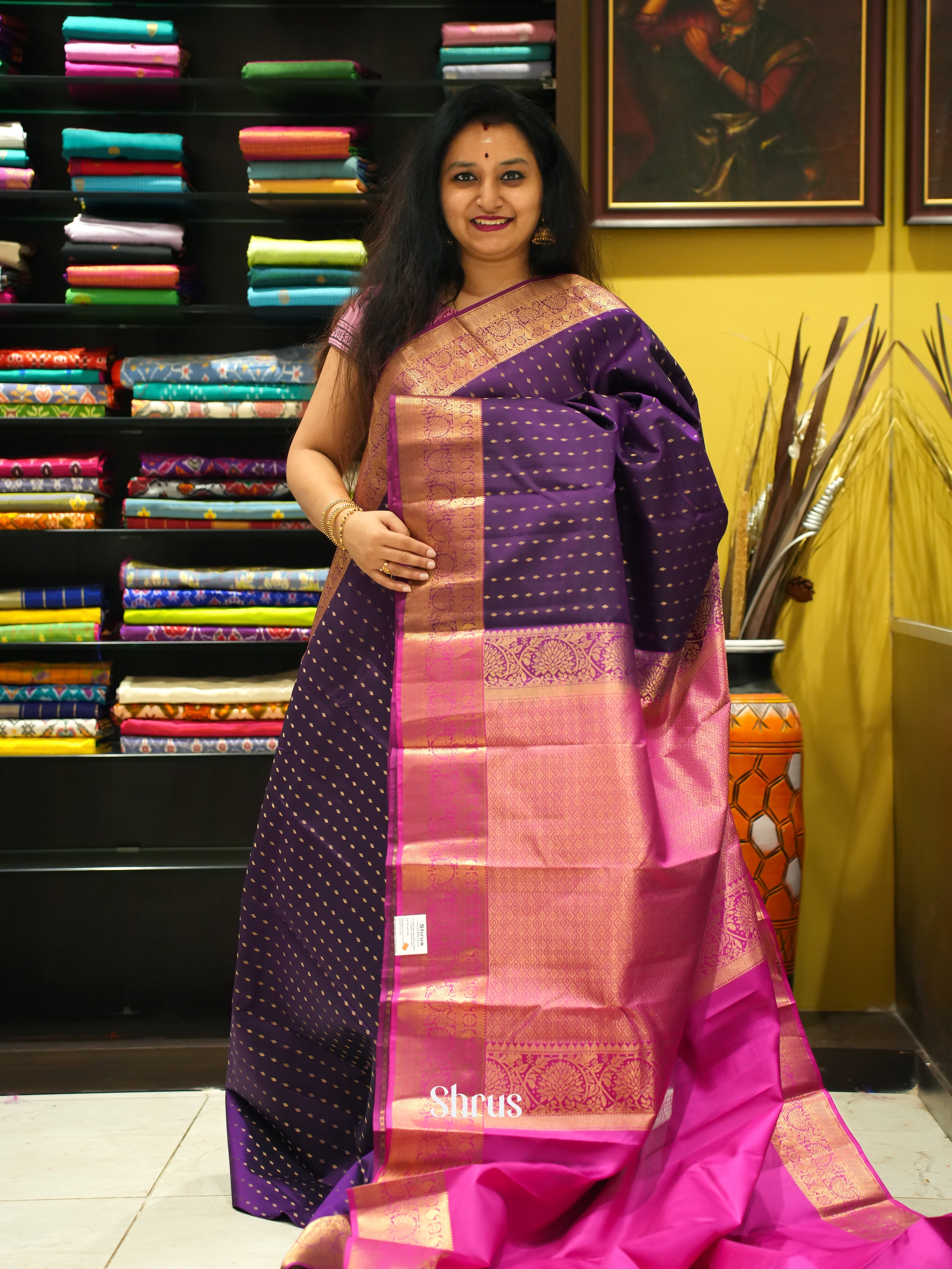 Violet & Pink - Kanchipuram silk Saree