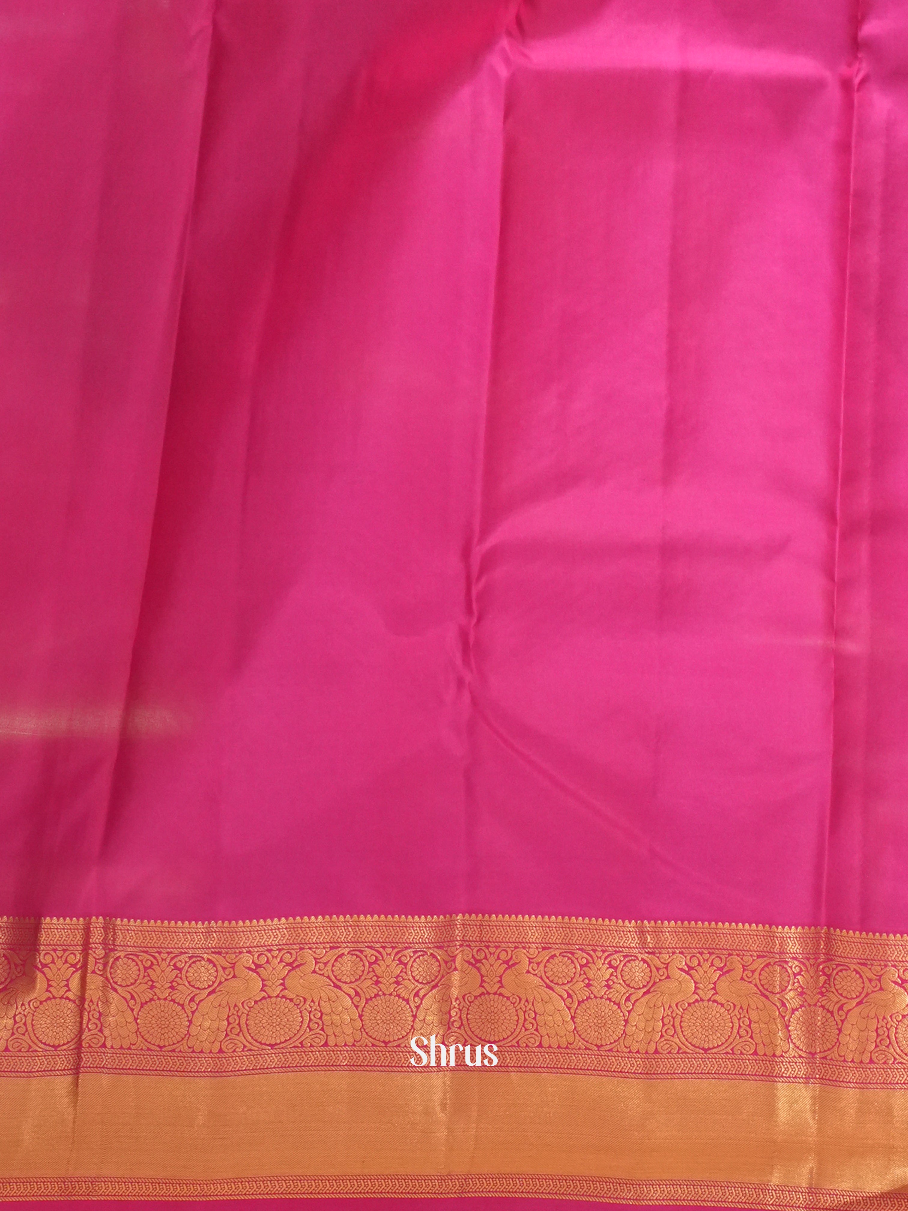 Mehandi green & Pink - Kanchipuram silk Saree