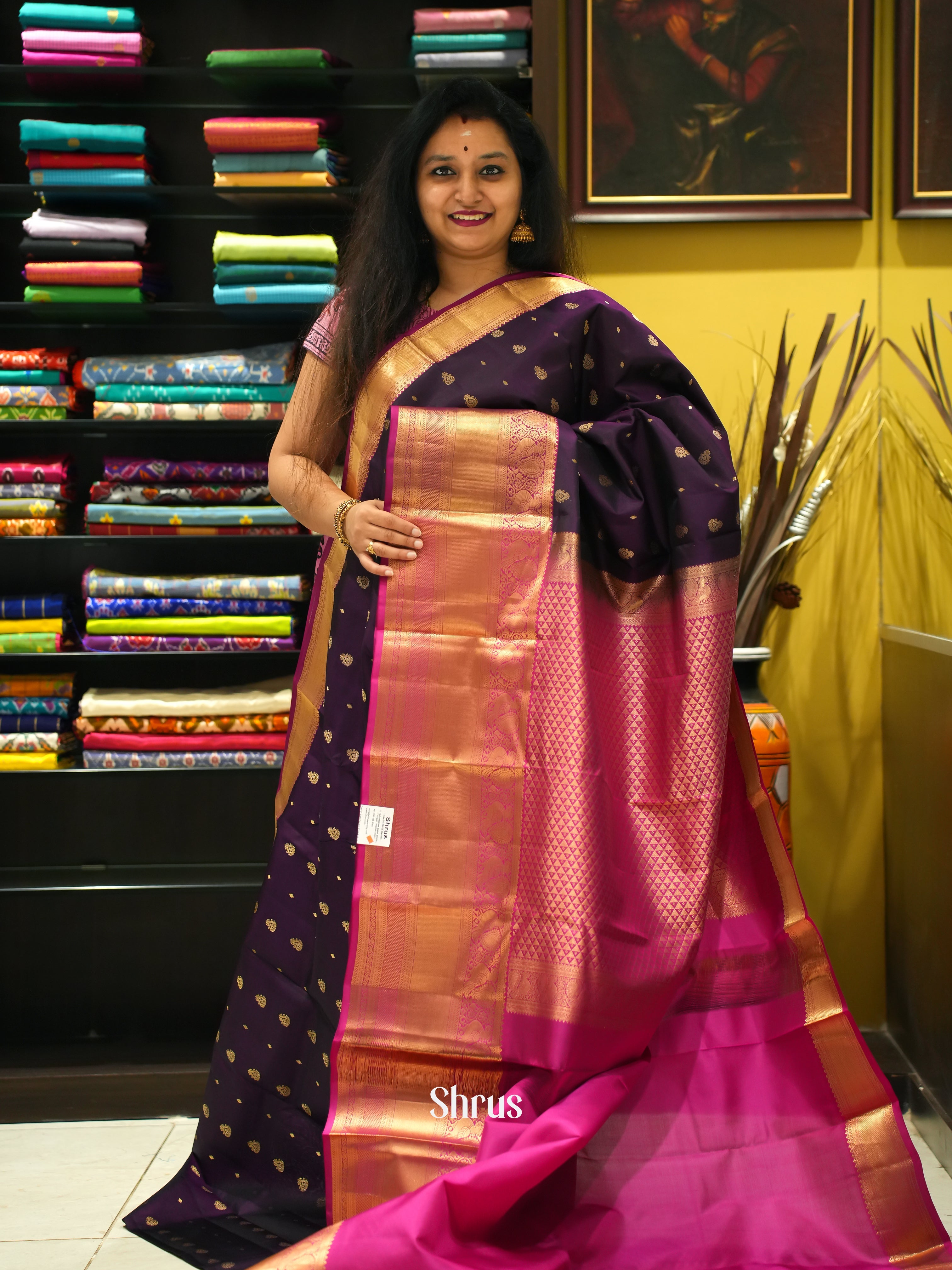 Violet & Pink - Kanchipuram silk Saree