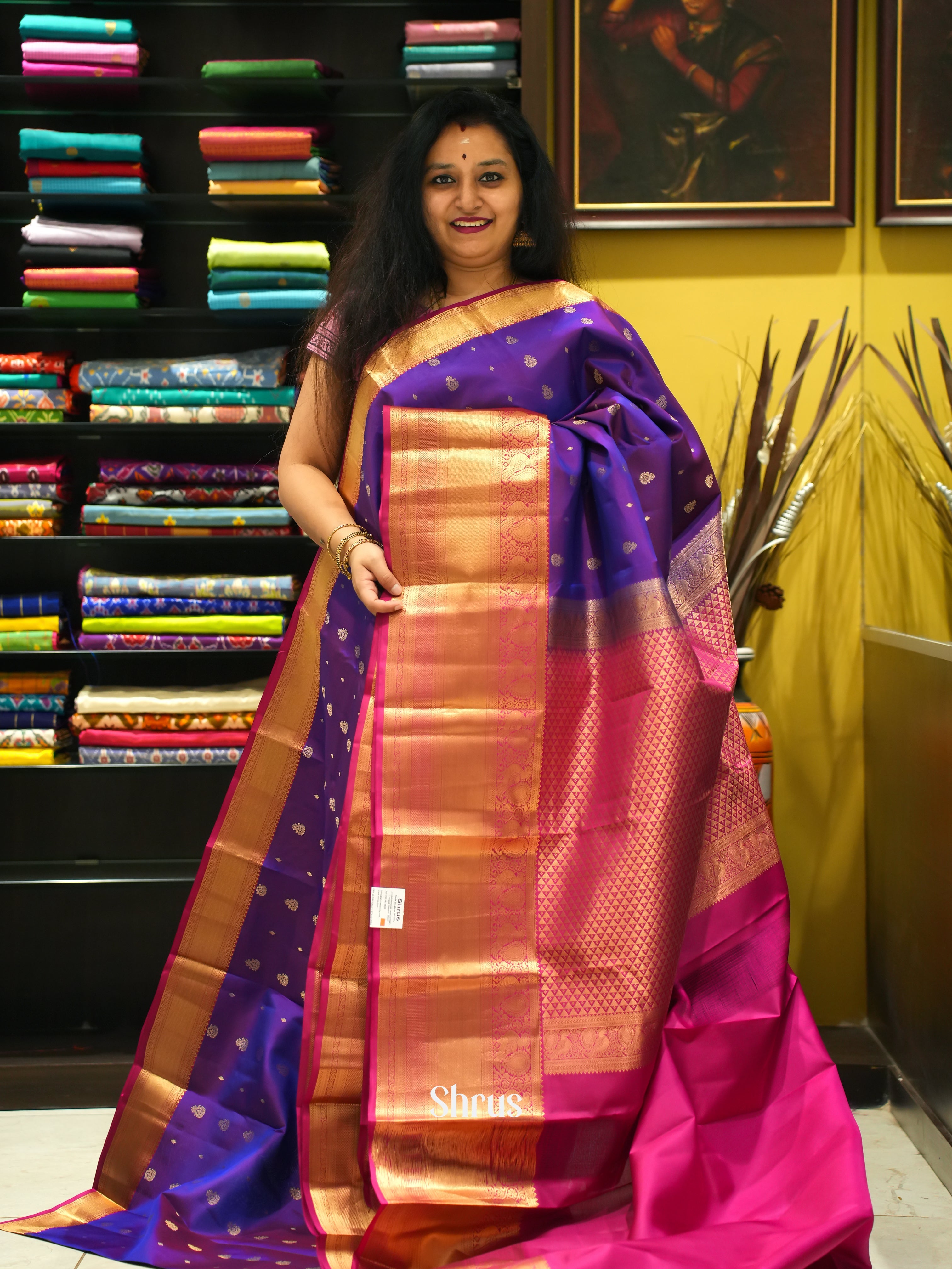 Purple & Pink - Kanchipuram silk Saree