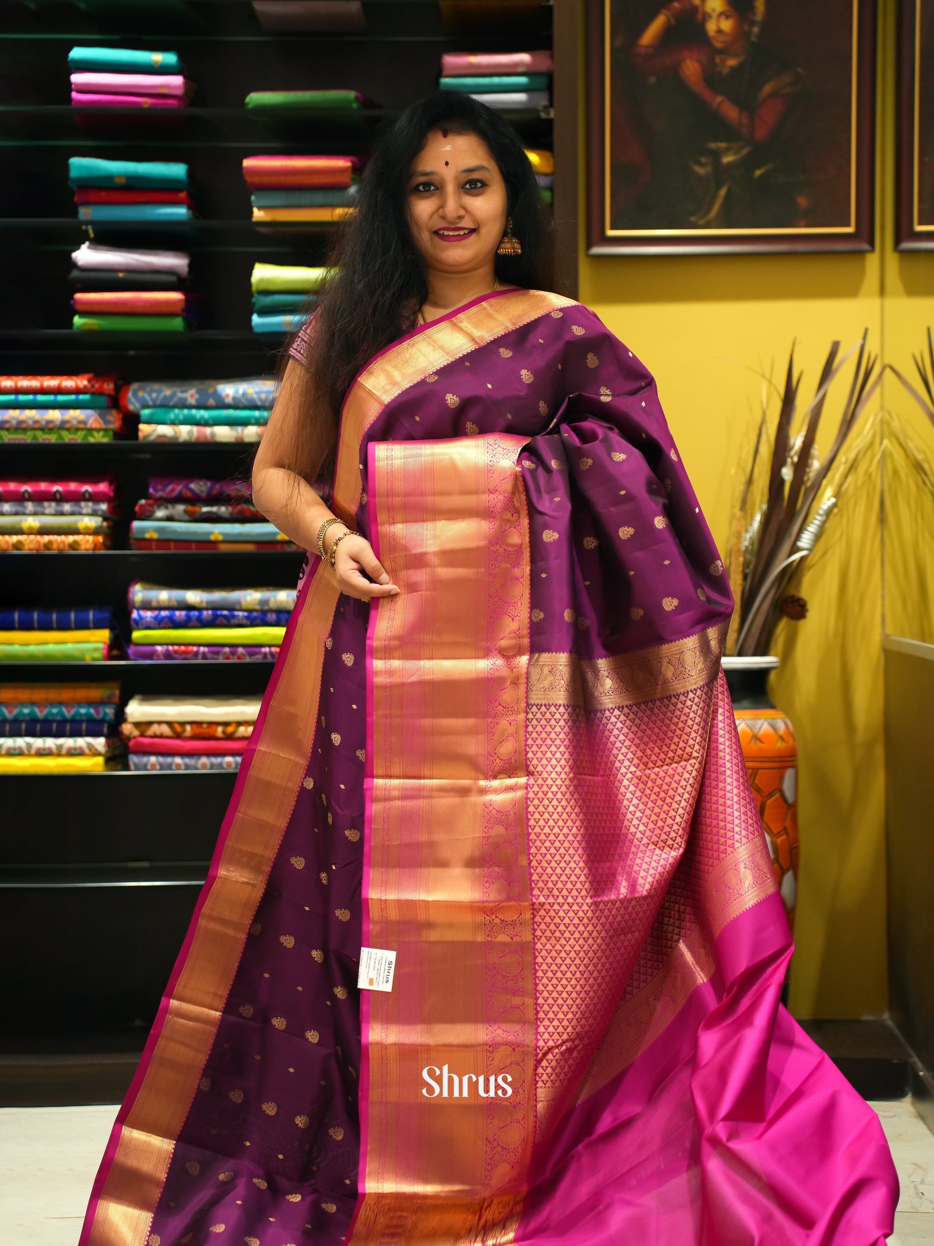 Violet & Pink - Kanchipuram silk Saree