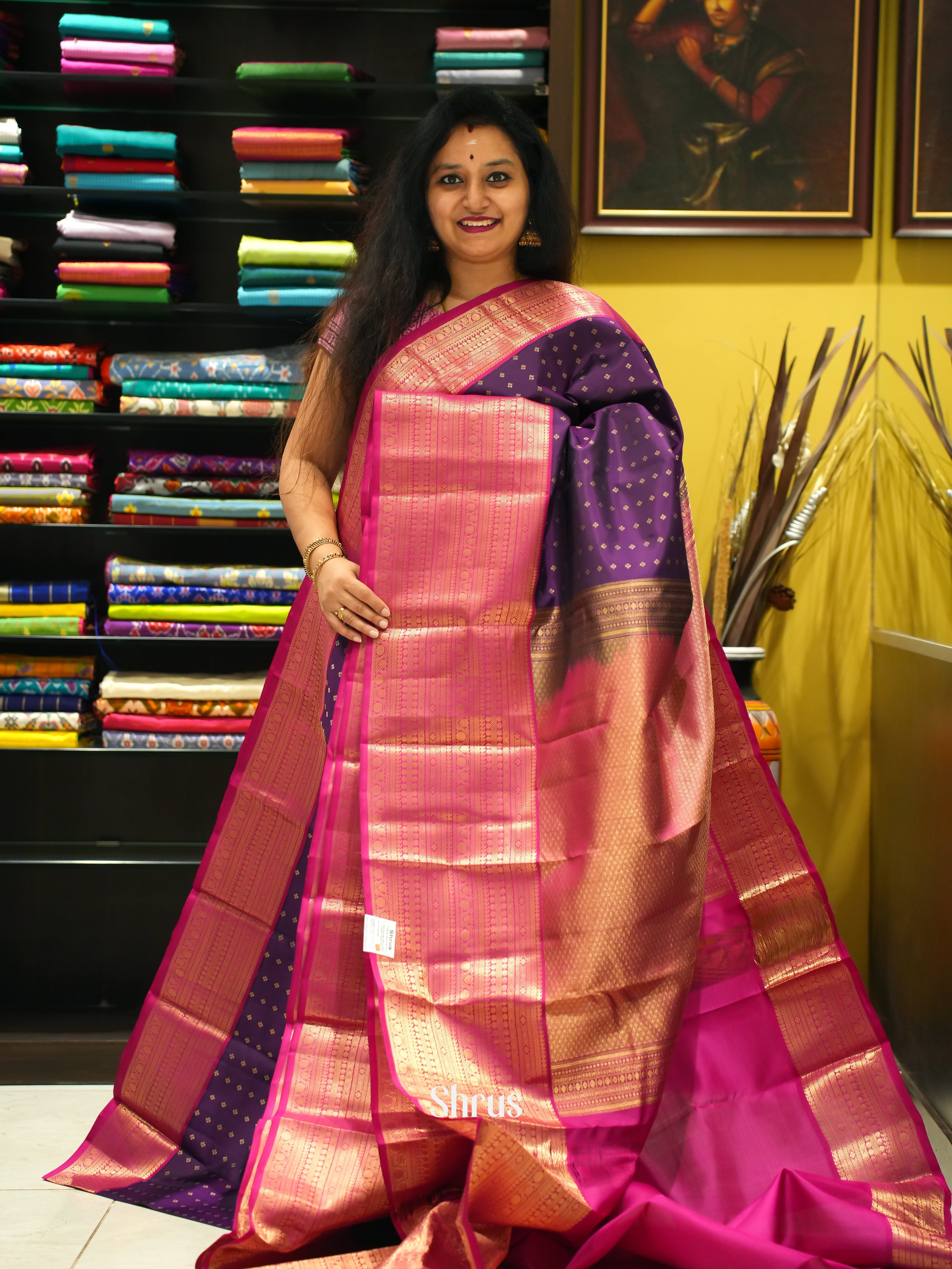 Violet & Pink - Korvai Kanchipuram silk Saree