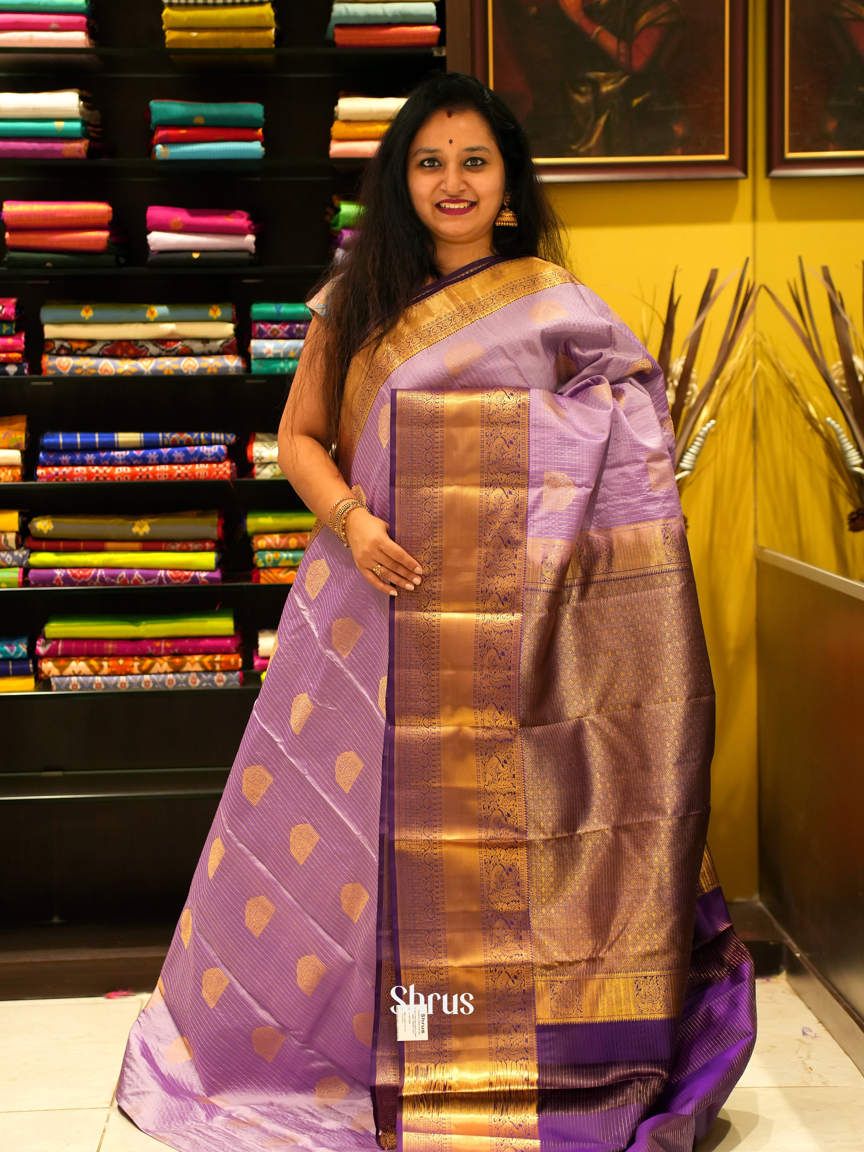 Lavender & Violet - Korvai Kanchipuram silk Saree