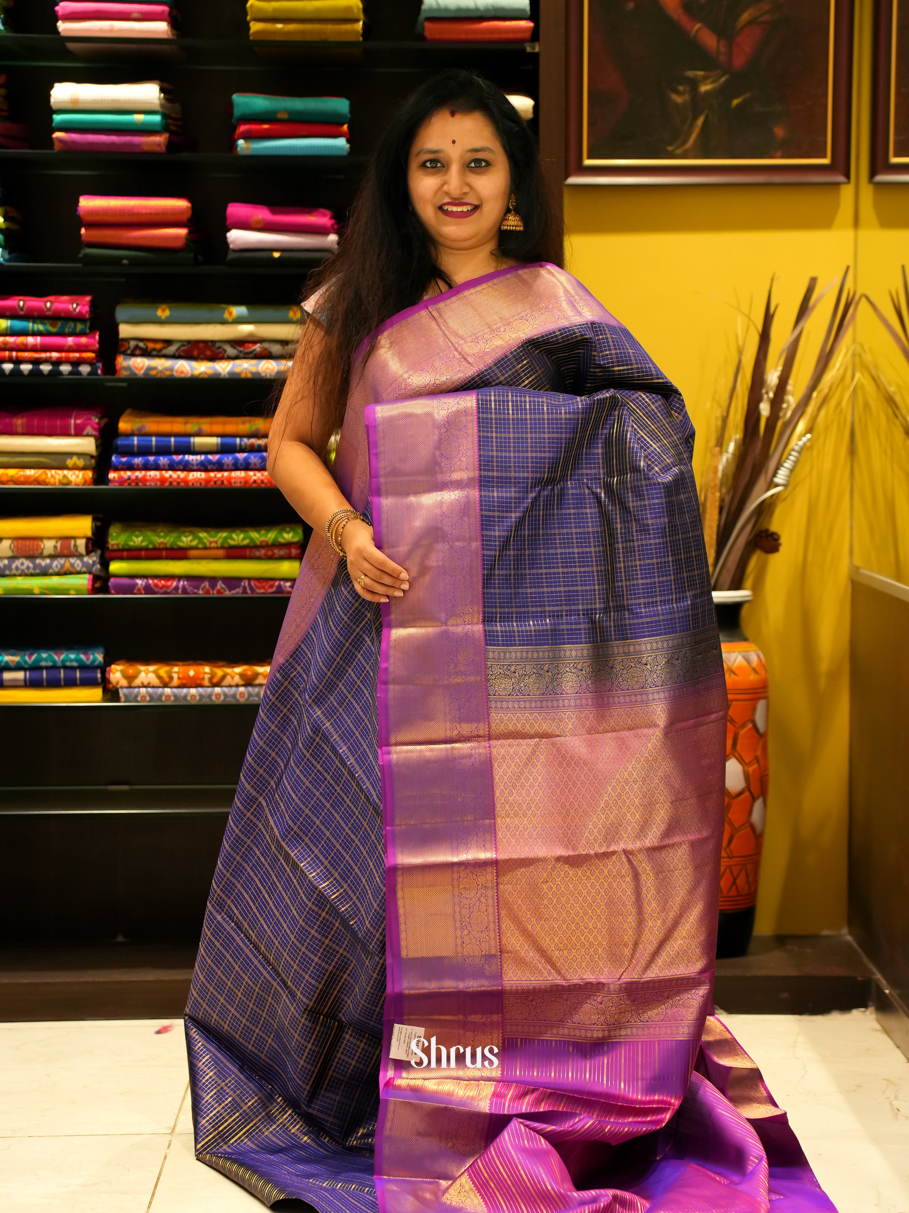 Violet & Majenta - Korvai Kanchipuram silk Saree