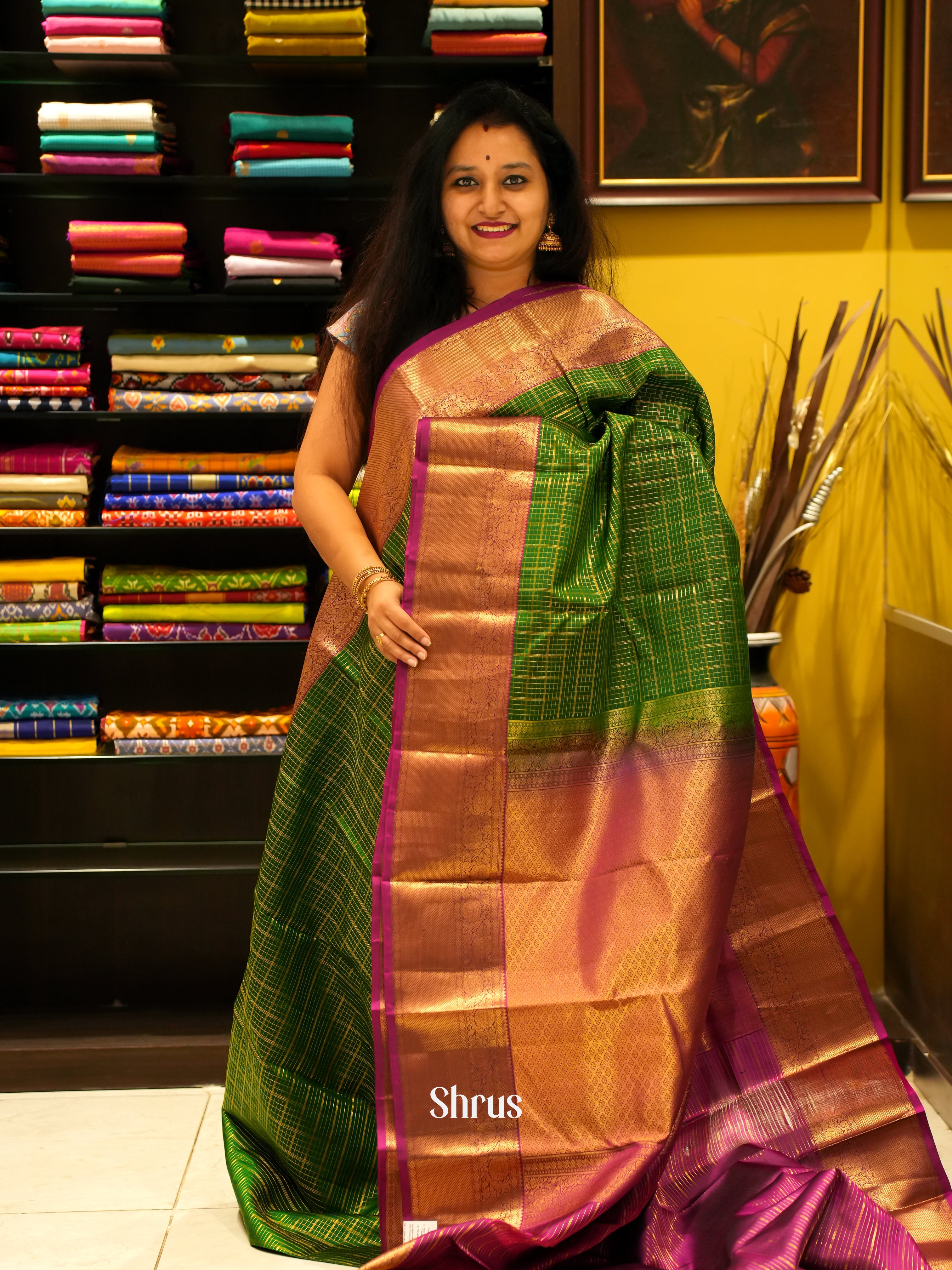 Green & Purple - Korvai Kanchipuram silk Saree