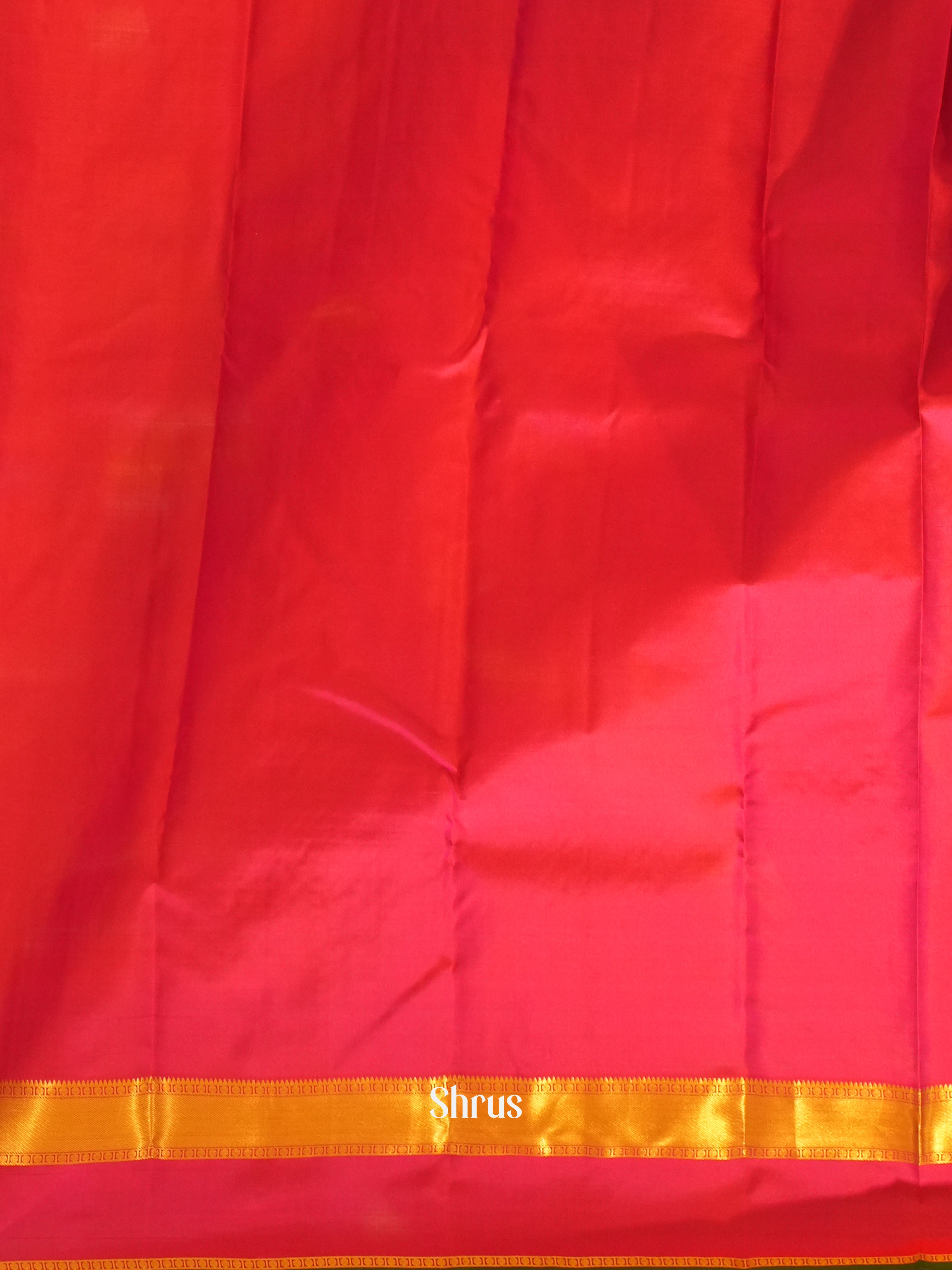 Orange & Pink  - Kanchipuram silk Saree