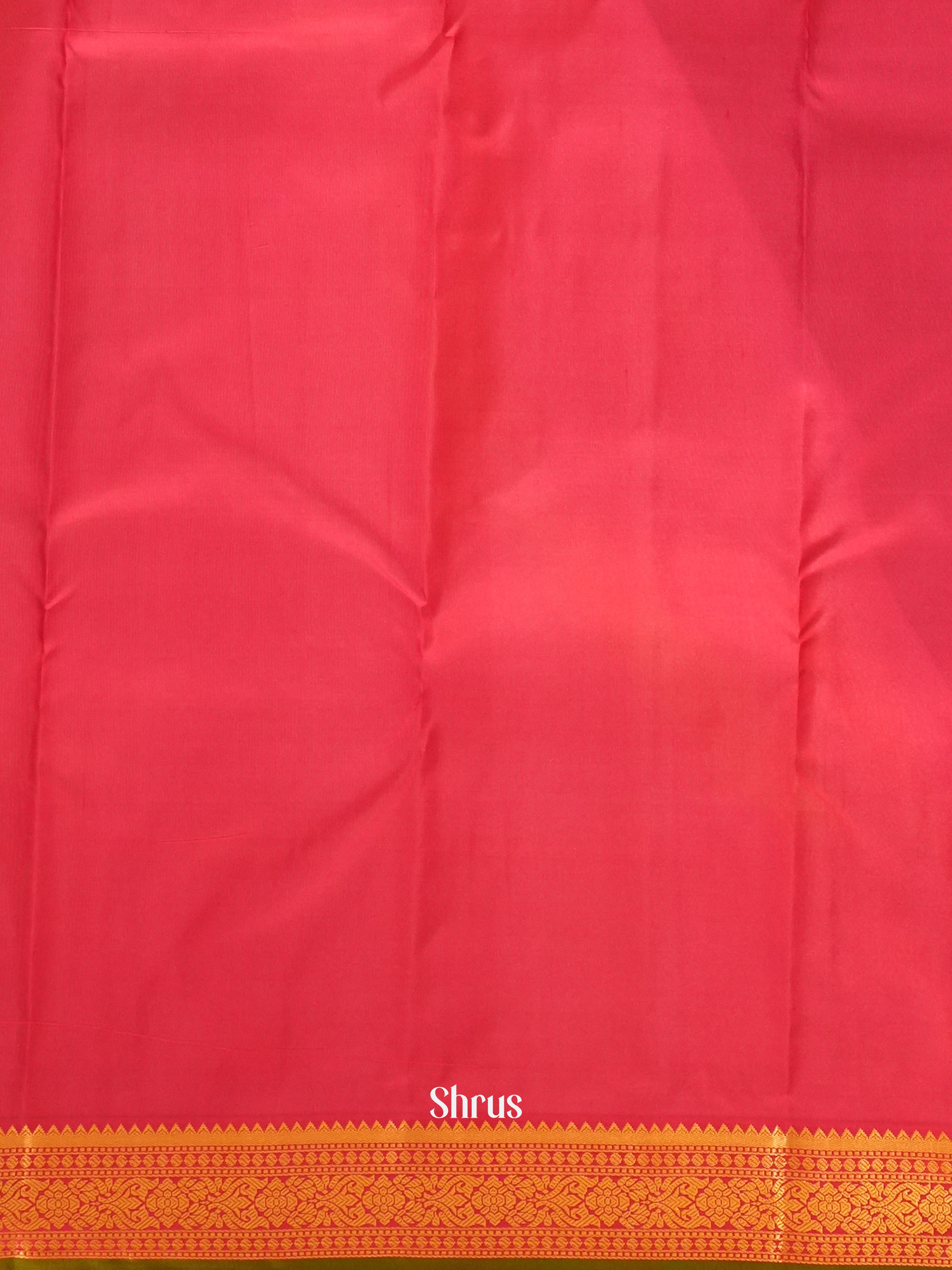 Mustardy Green & Pink - Korvai Kanchipuram silk Saree