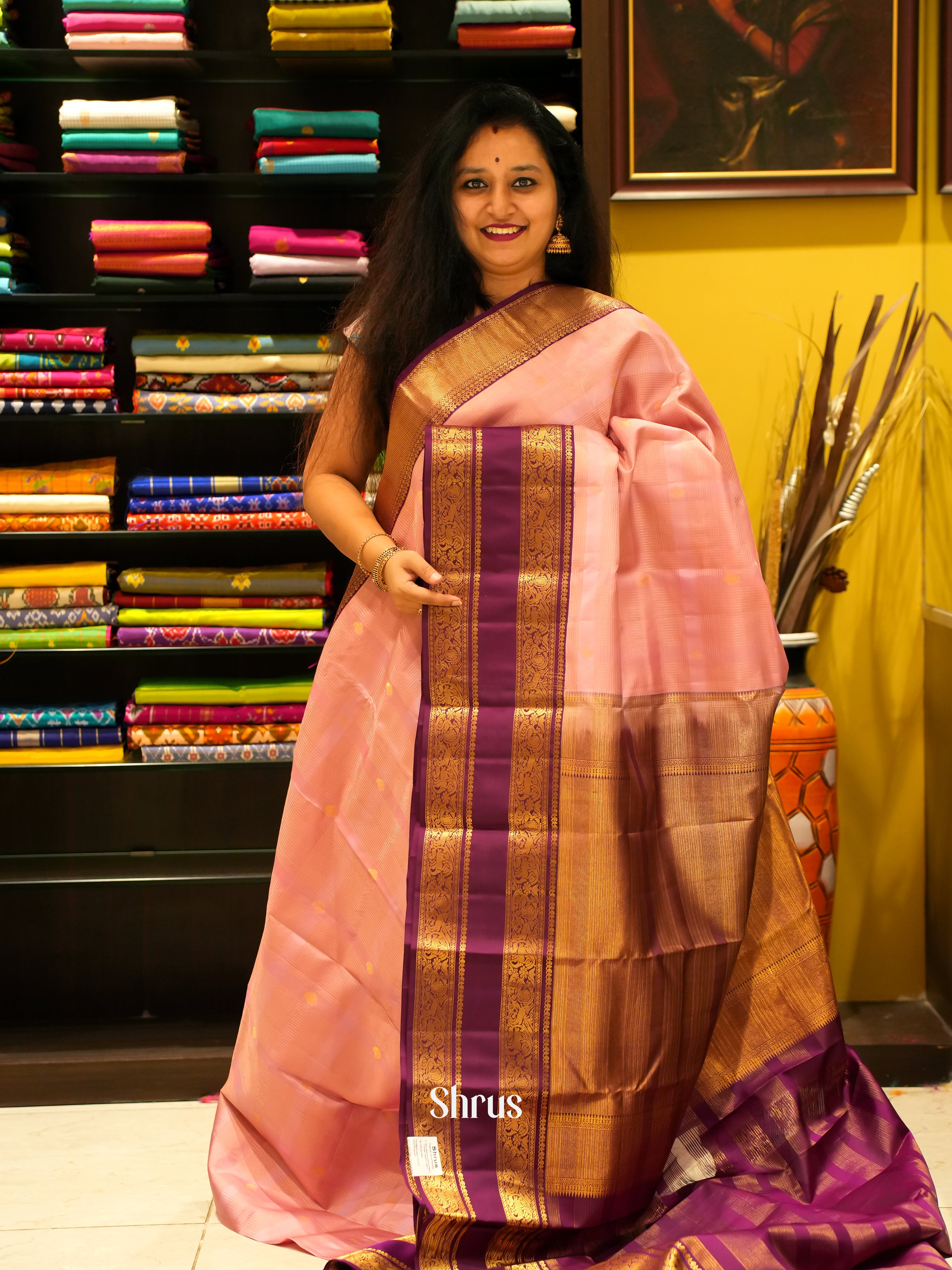 Pink & Purple - Korvai Kanchipuram silk Saree