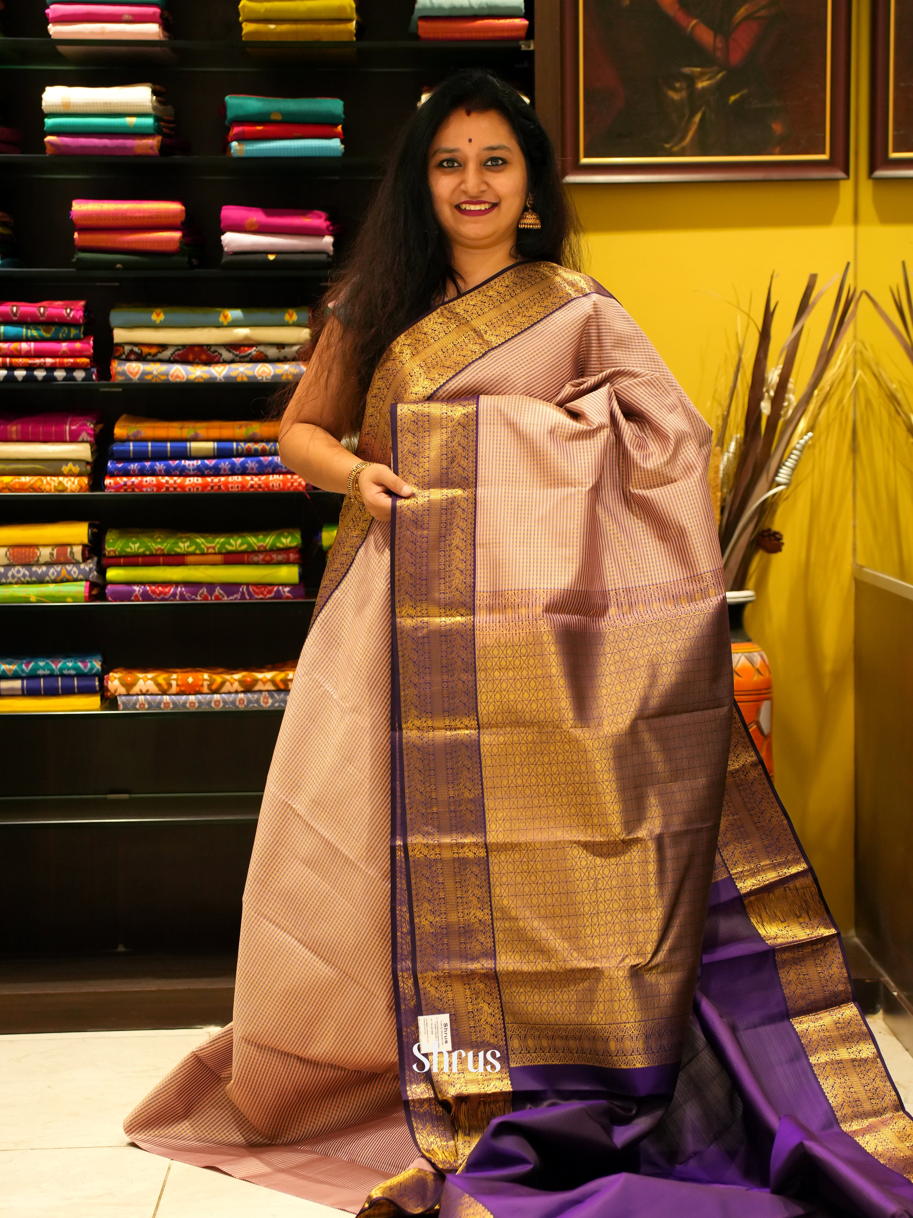 Dusty Pink & Violet - Kanchipuram silk Saree