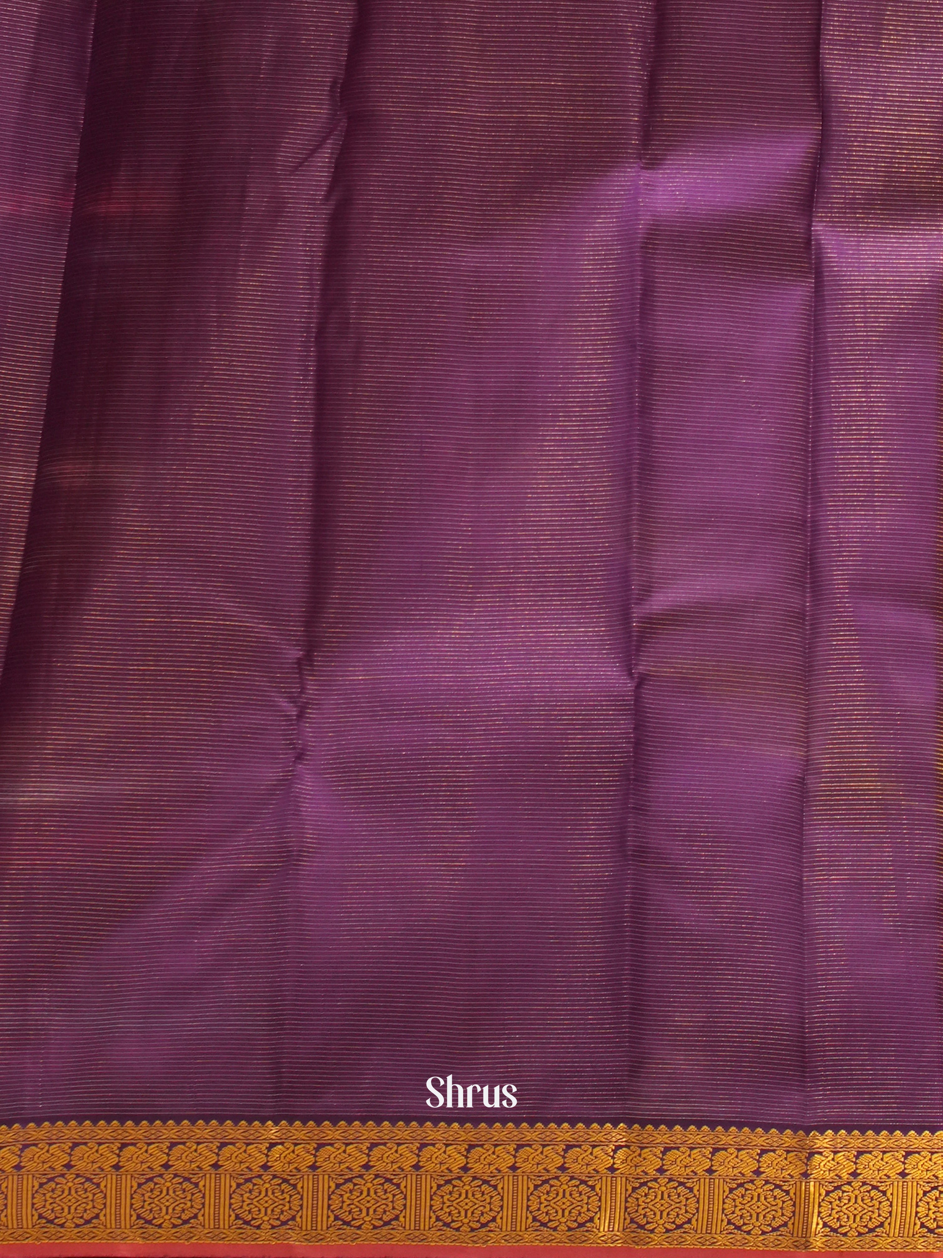 Mustardy Green & Purple - Korvai Kanchipuram silk Saree