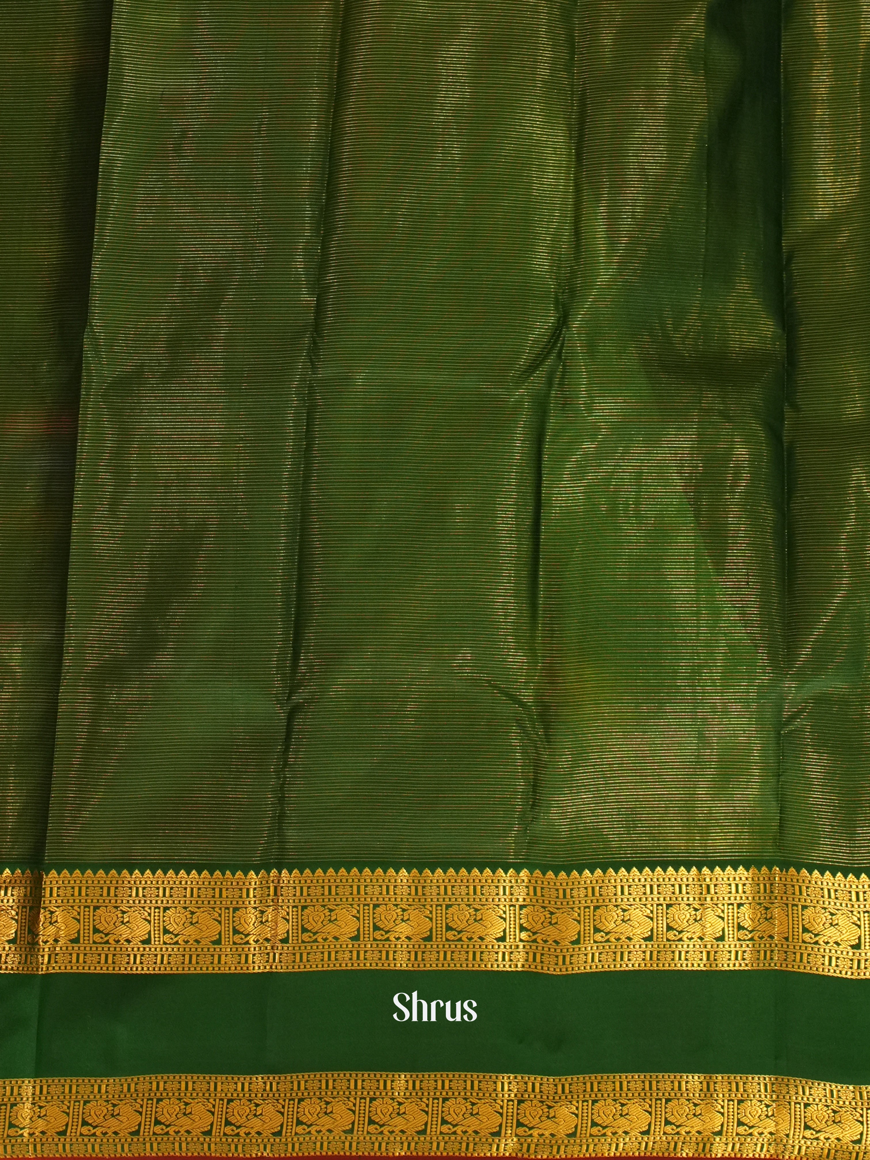 Yellow & Green  - Korvai Kanchipuram silk Saree