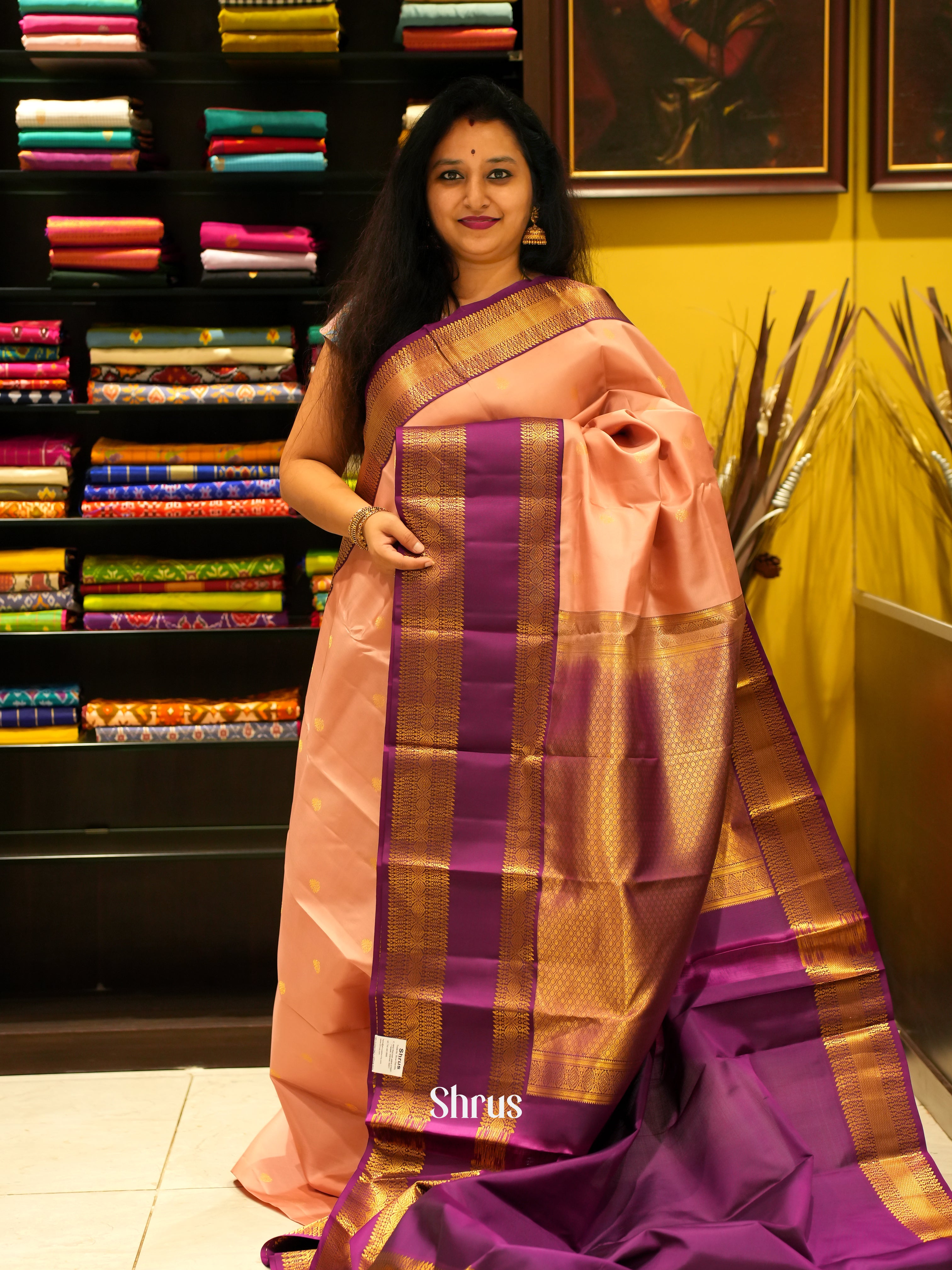 Dusty Brown & Purple - Kanchipuram silk Saree