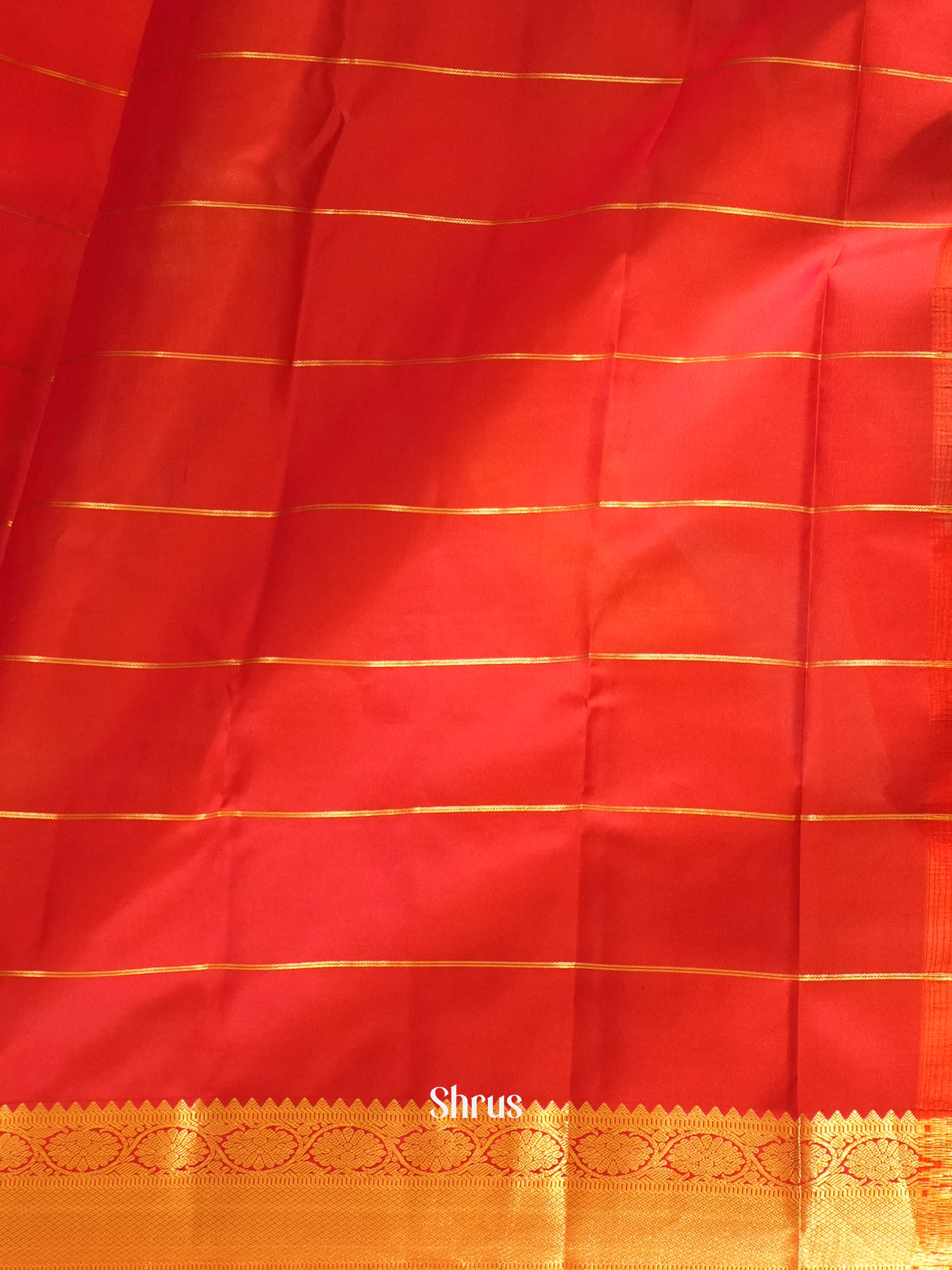 Teal Green & Red - Korvai Kanchipuram silk Saree