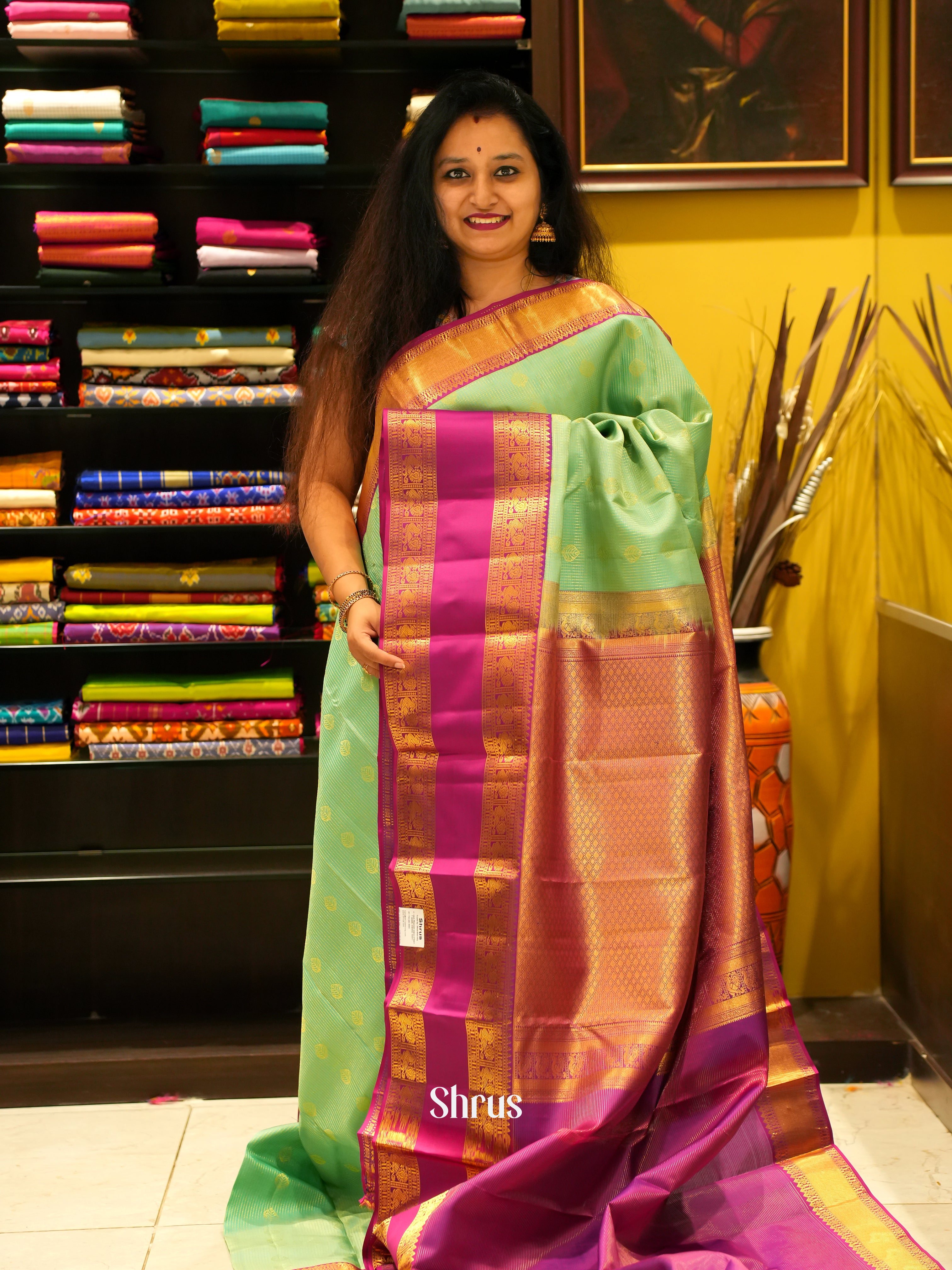 Green & Purple - Korvai Kanchipuram silk Saree