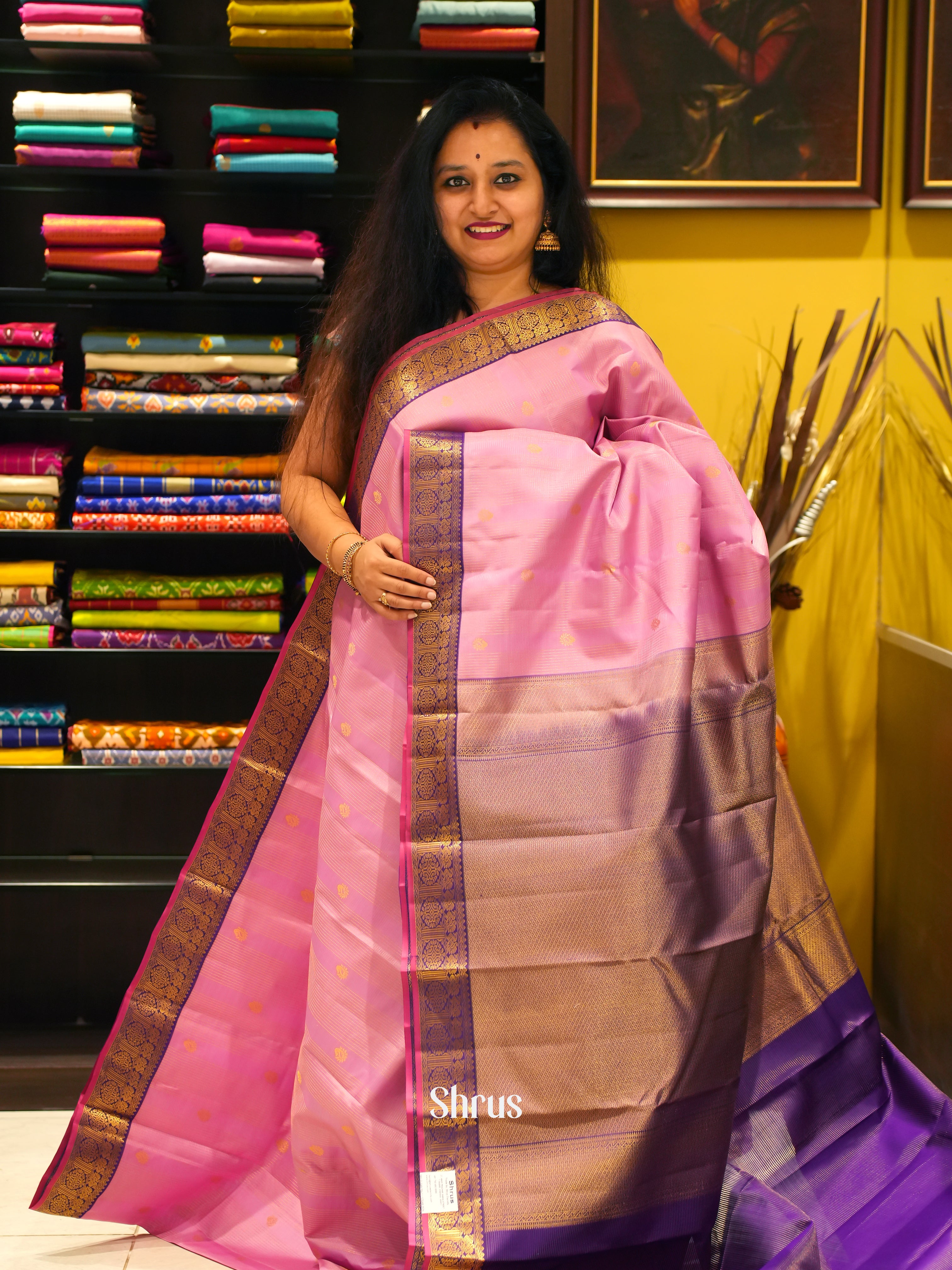 Pink & Purple - Korvai Kanchipuram silk Saree