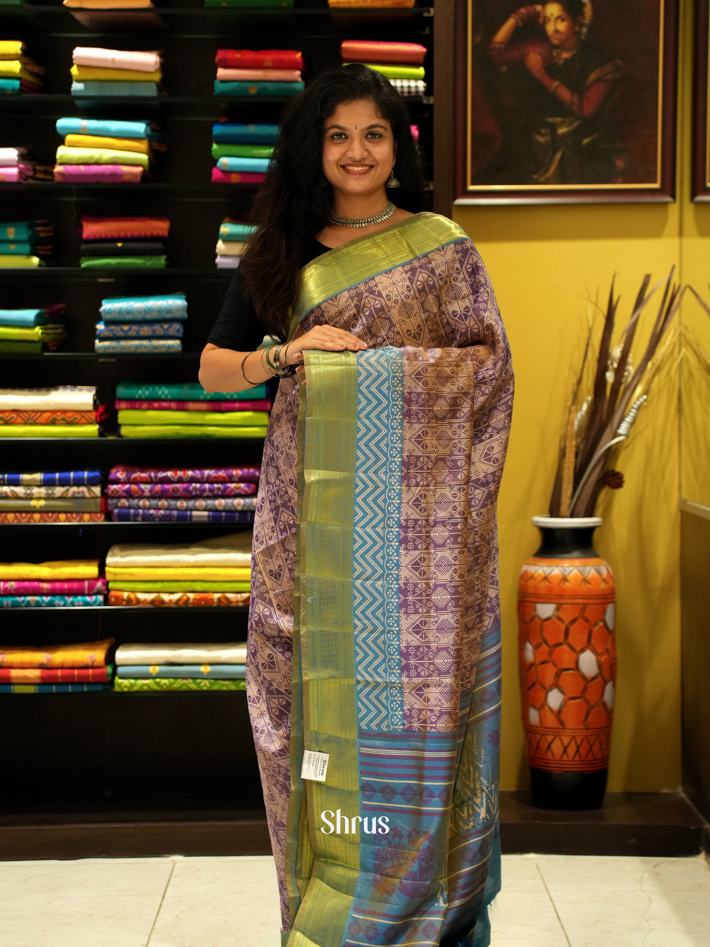 Purple & Blue - Semi Patola Saree