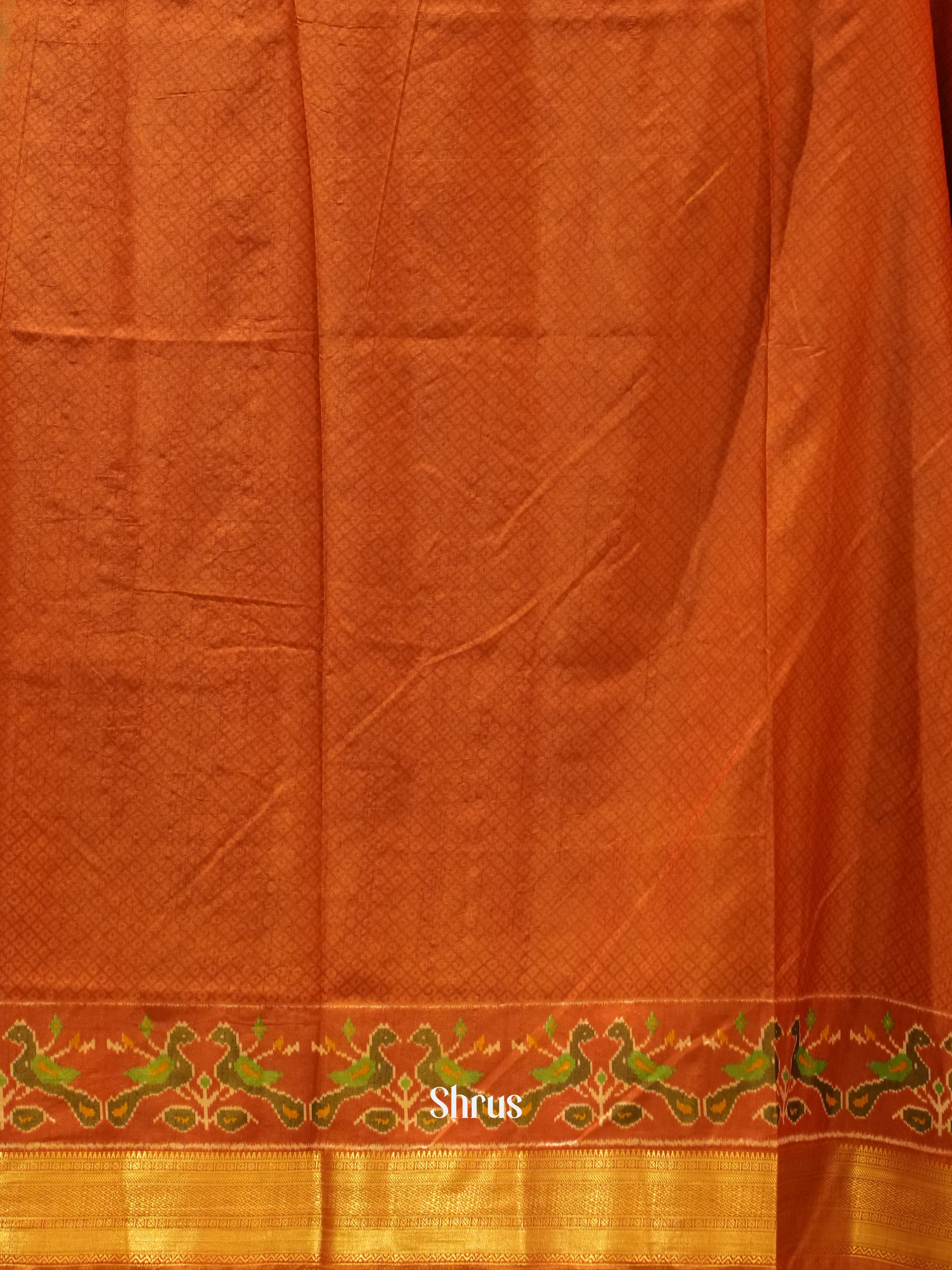 Army Green & Brick - Semi Patola Saree