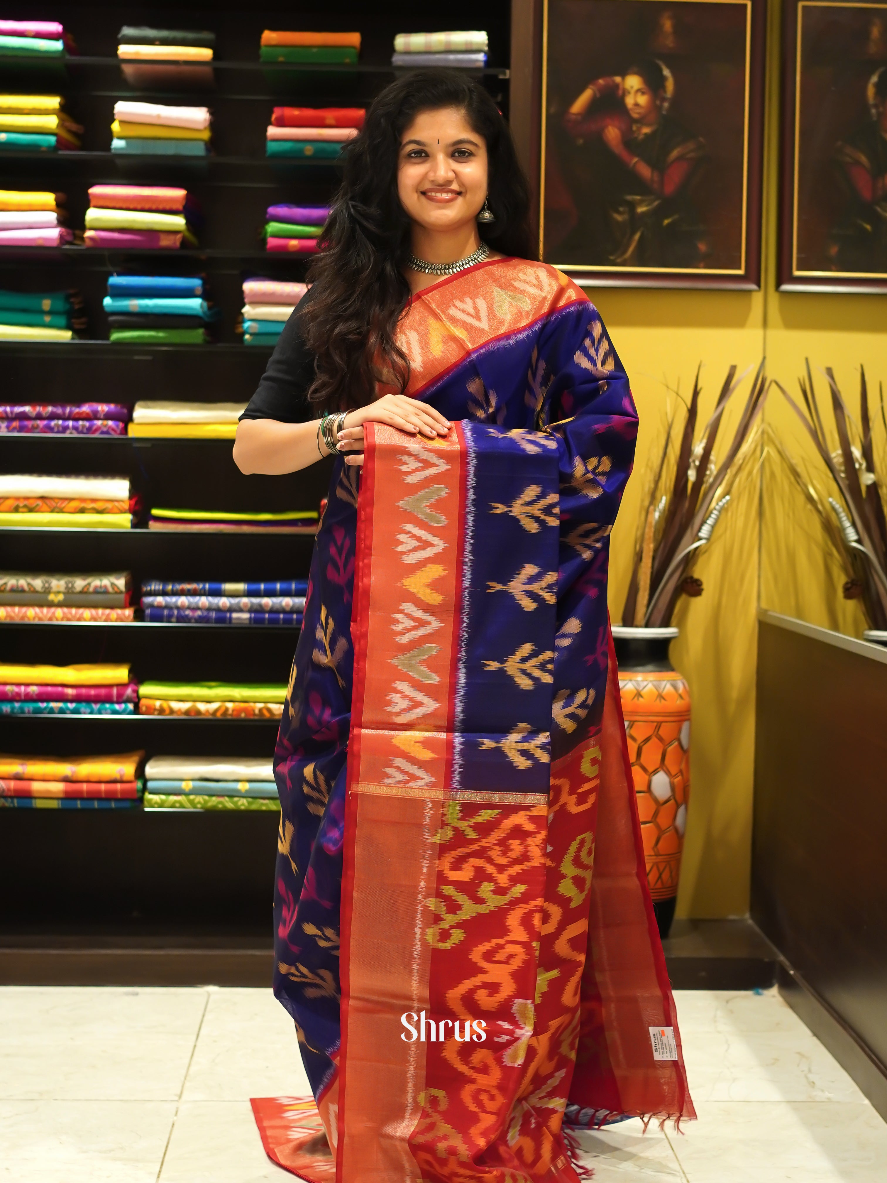 Violet & Red - Pochampally sico Saree