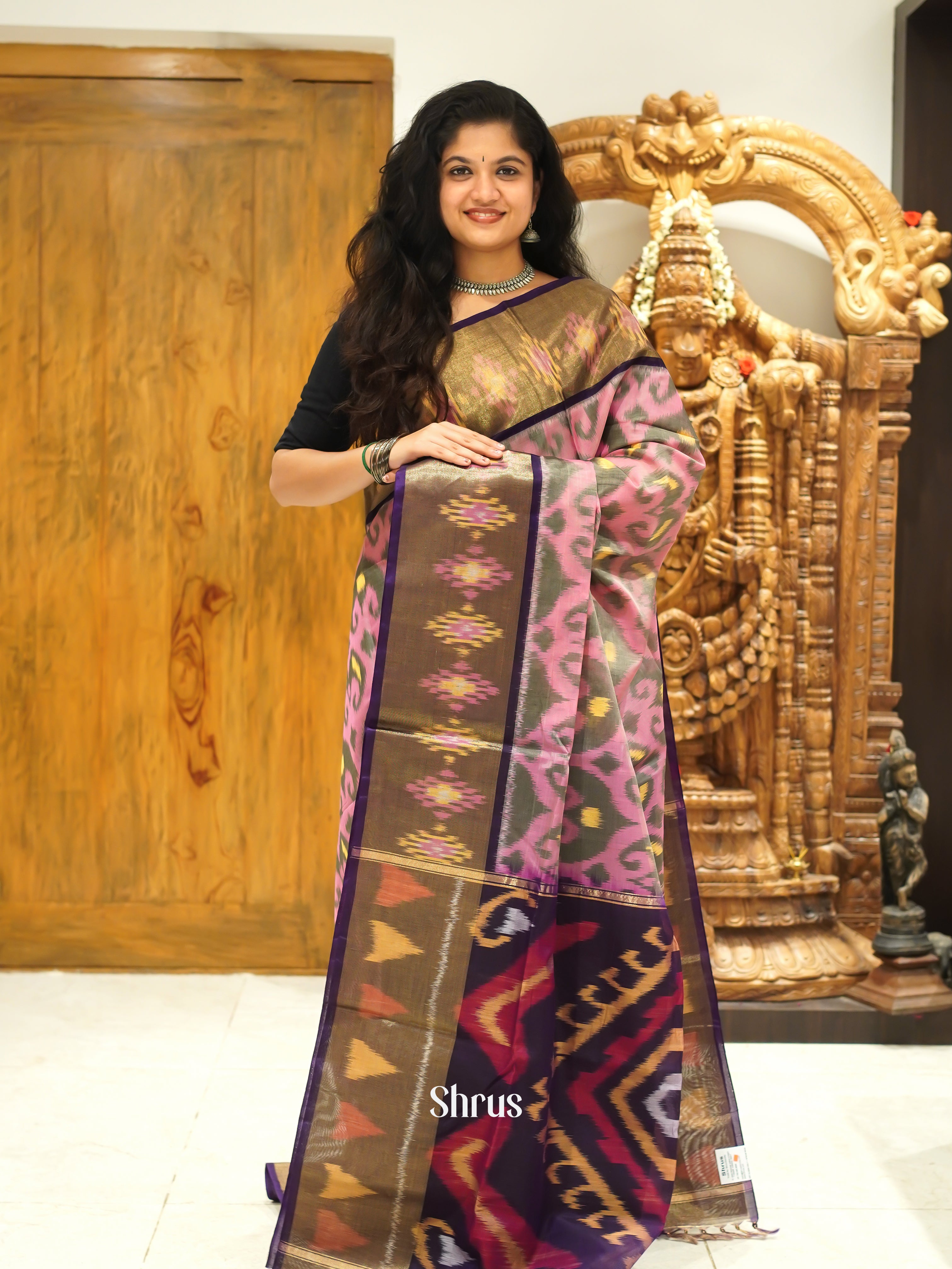 Pink & Violet - Pochampally sico Saree