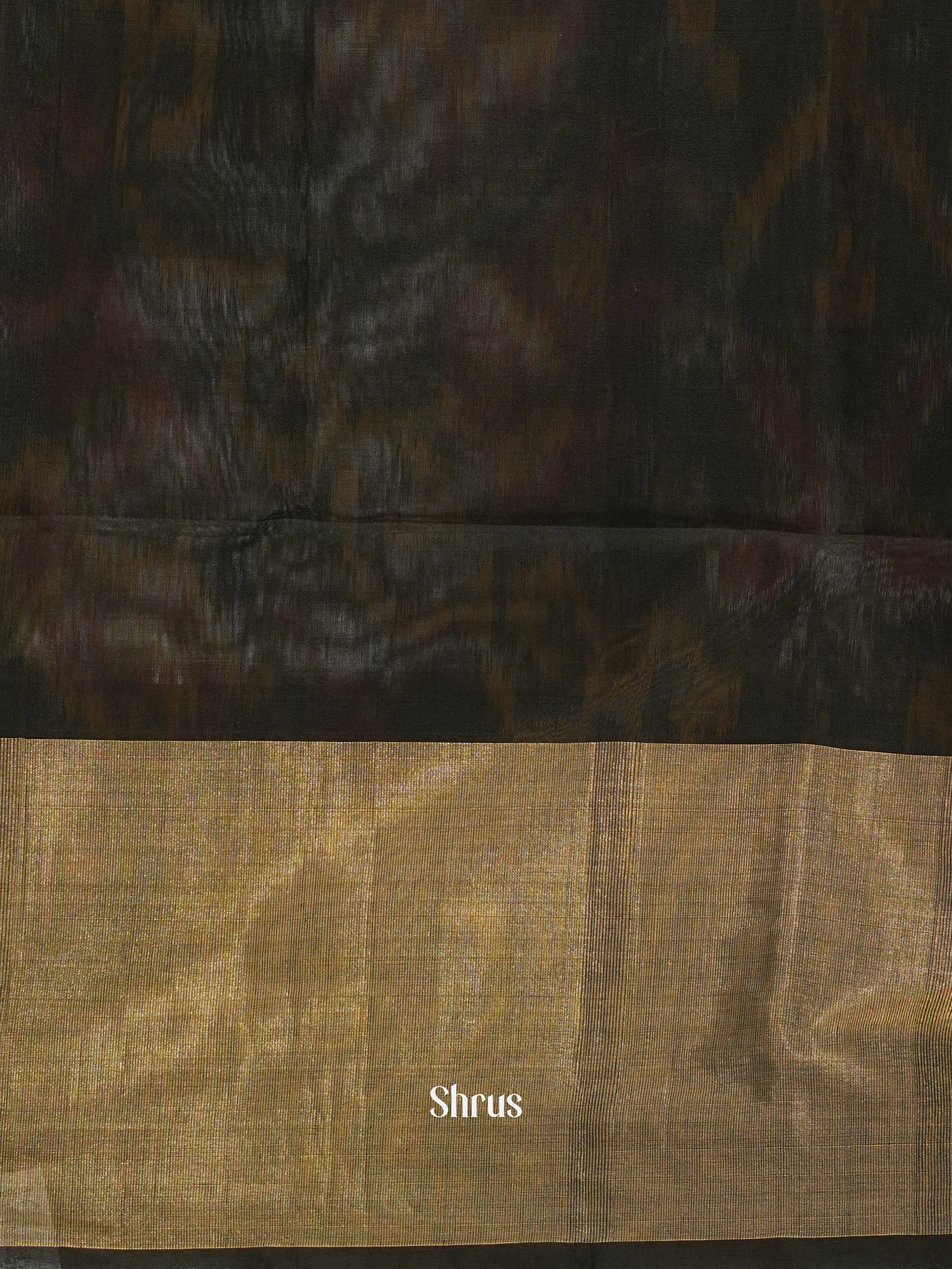 Cream & Black - Pochampally sico Saree