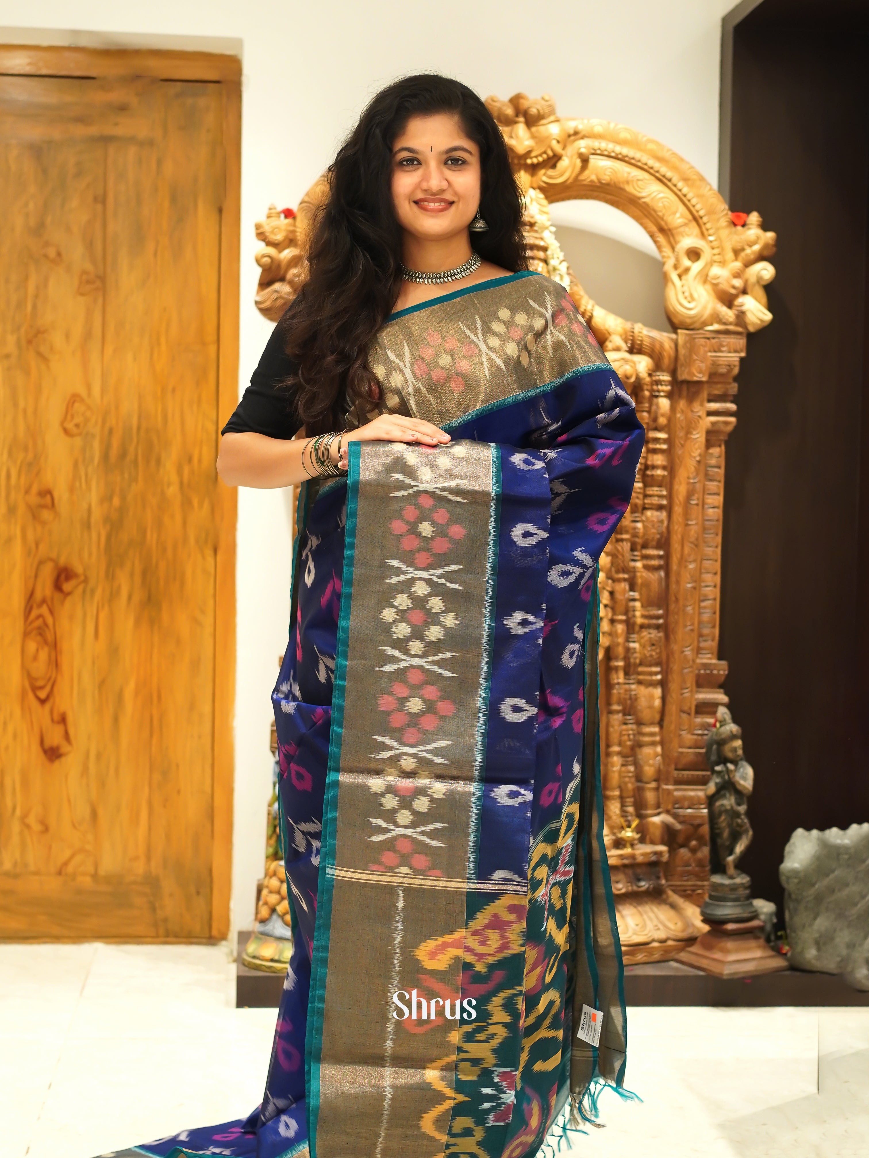 Blue & Peacock Blue- Pochampally sico Saree