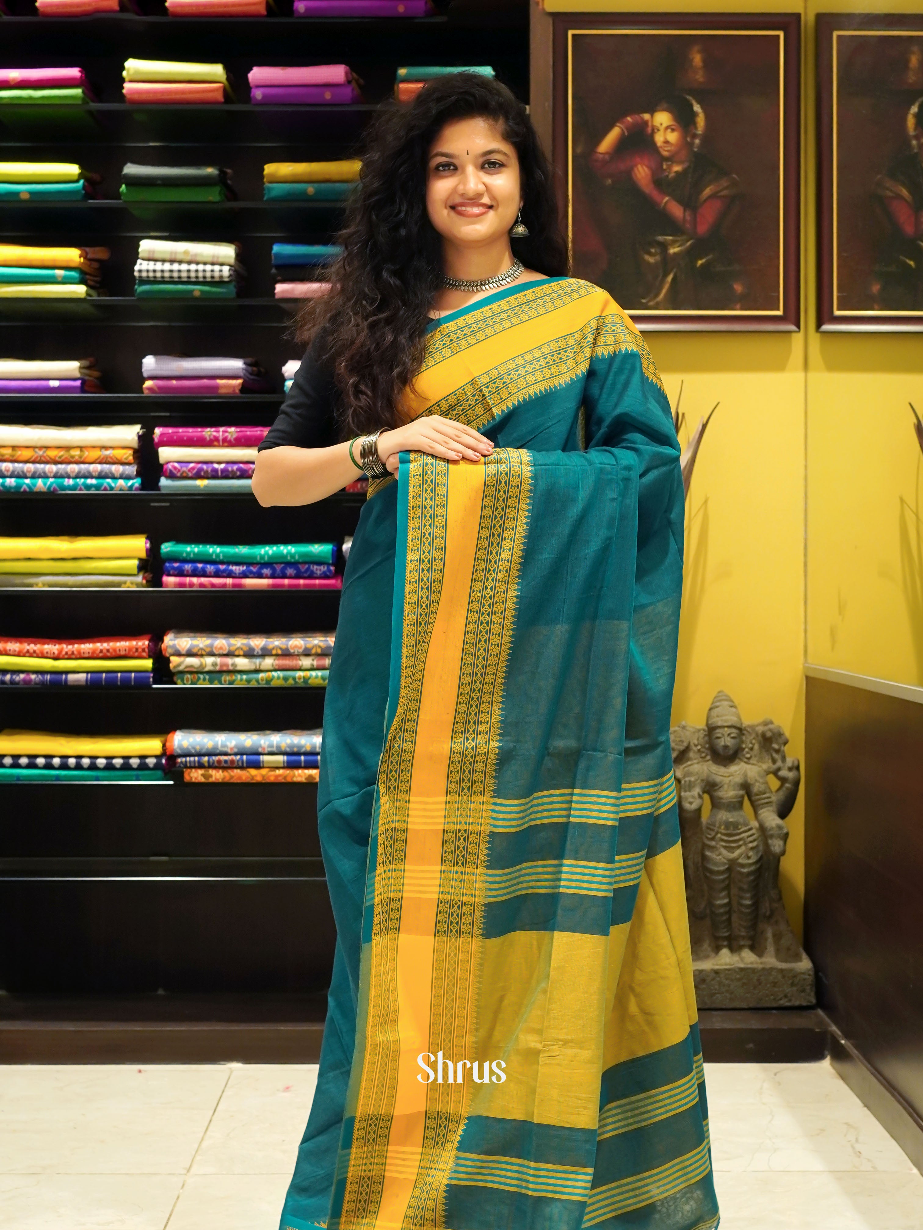 Green & Lime  Green - Bengal cotton Saree