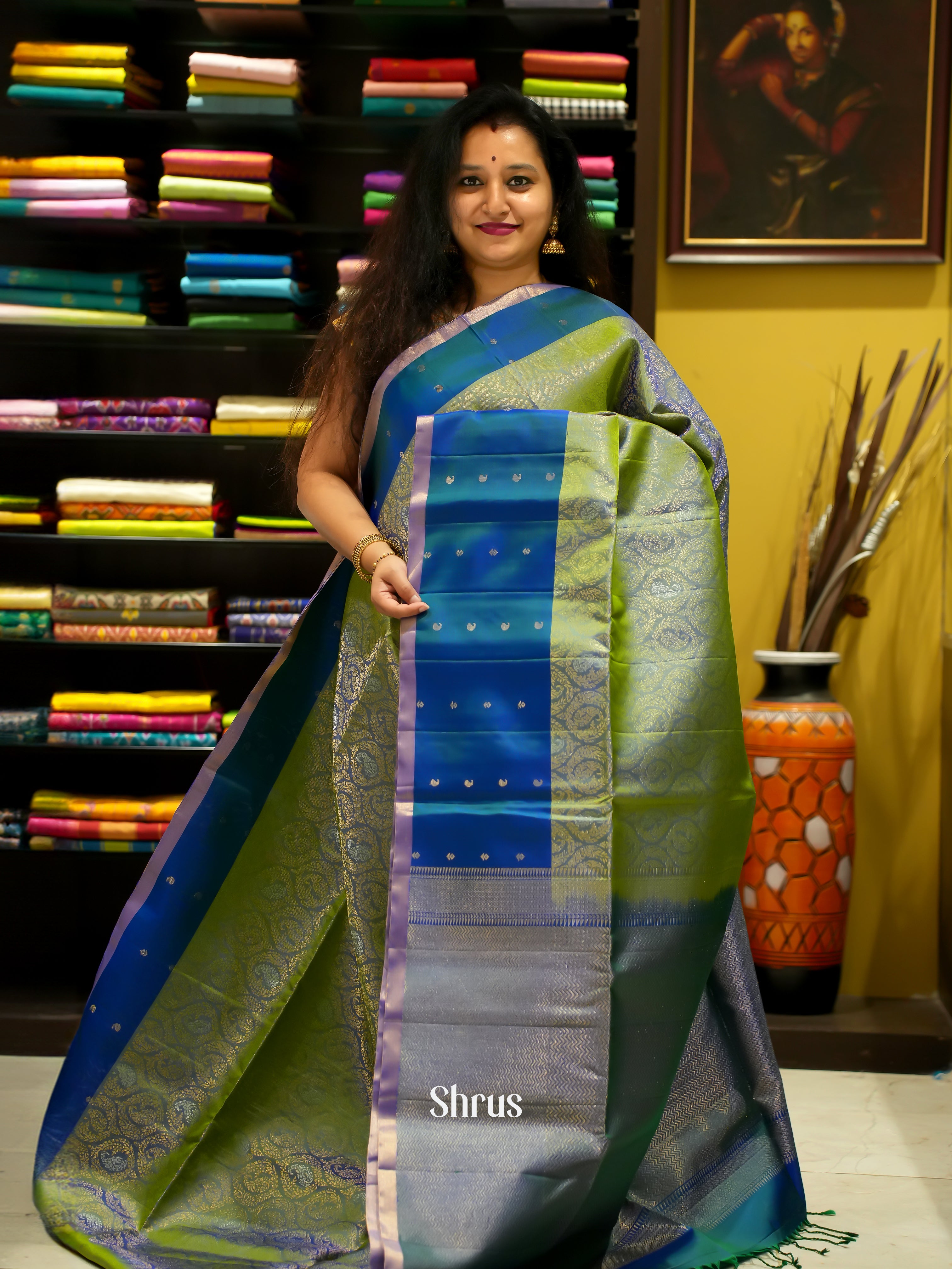 Green & Blue - Soft Silk Saree