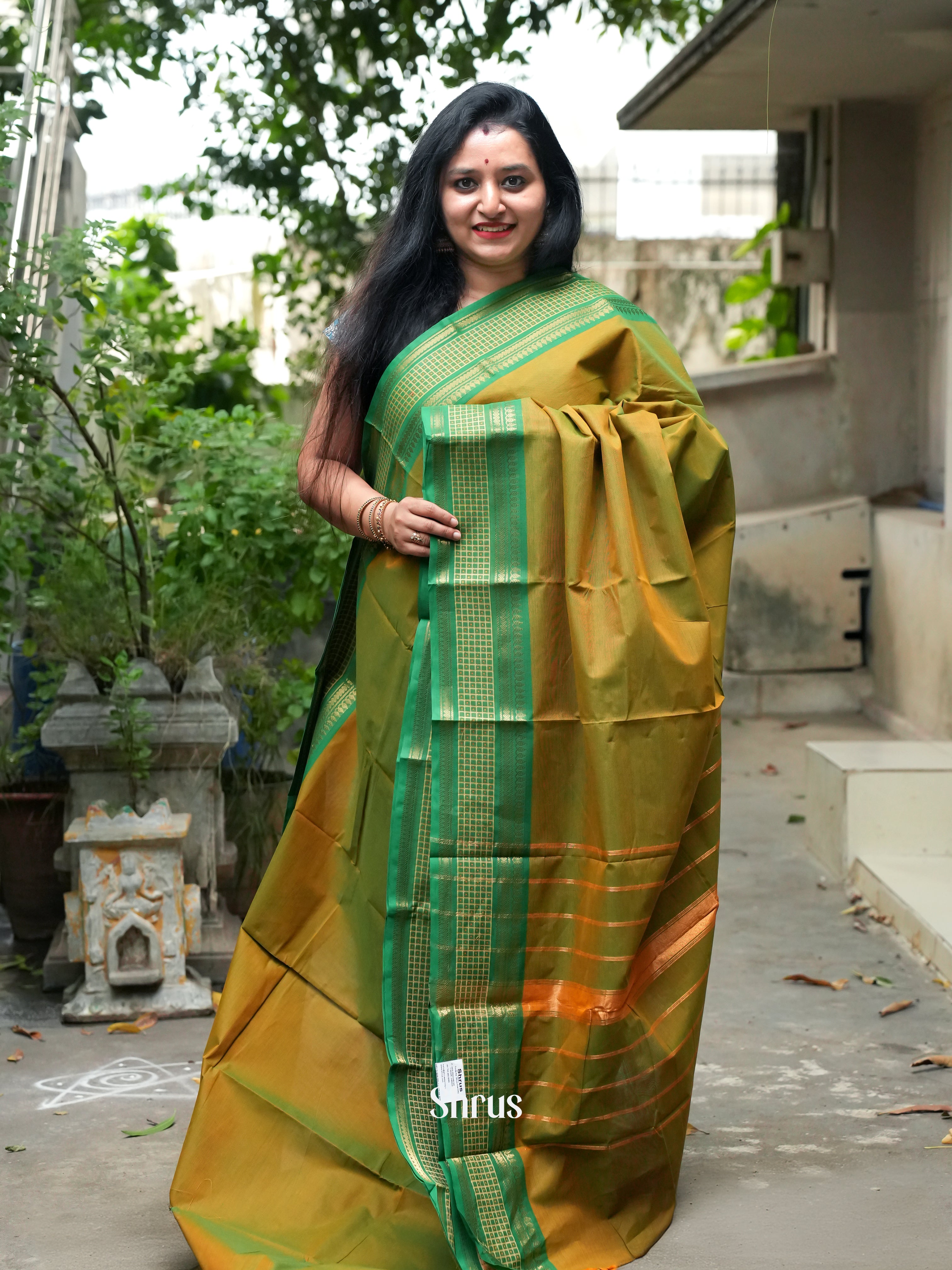 Double Shaded Green & Green - Chettinad Cotton Saree