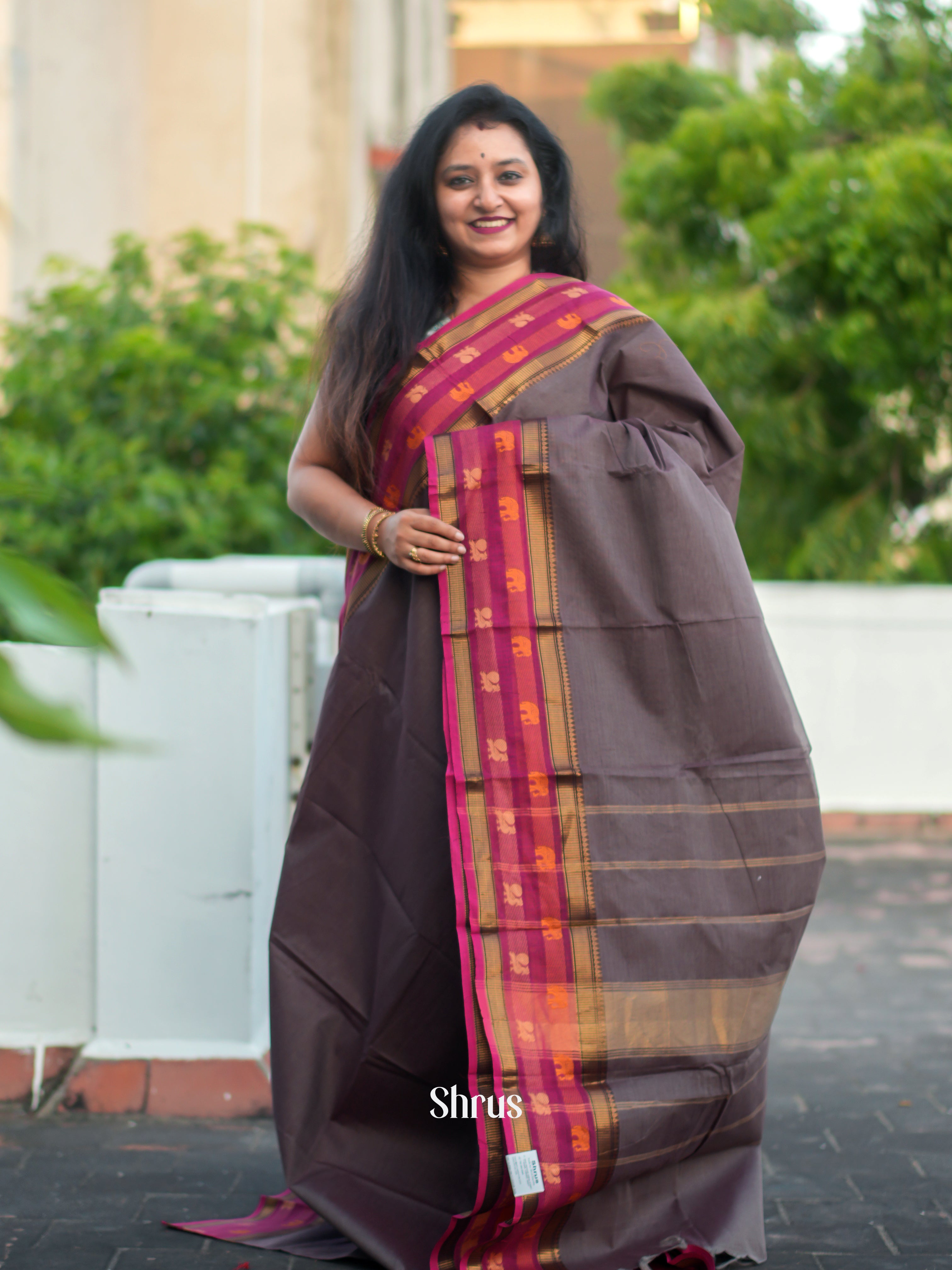 Grey & Pink - Chettinad Cotton Saree