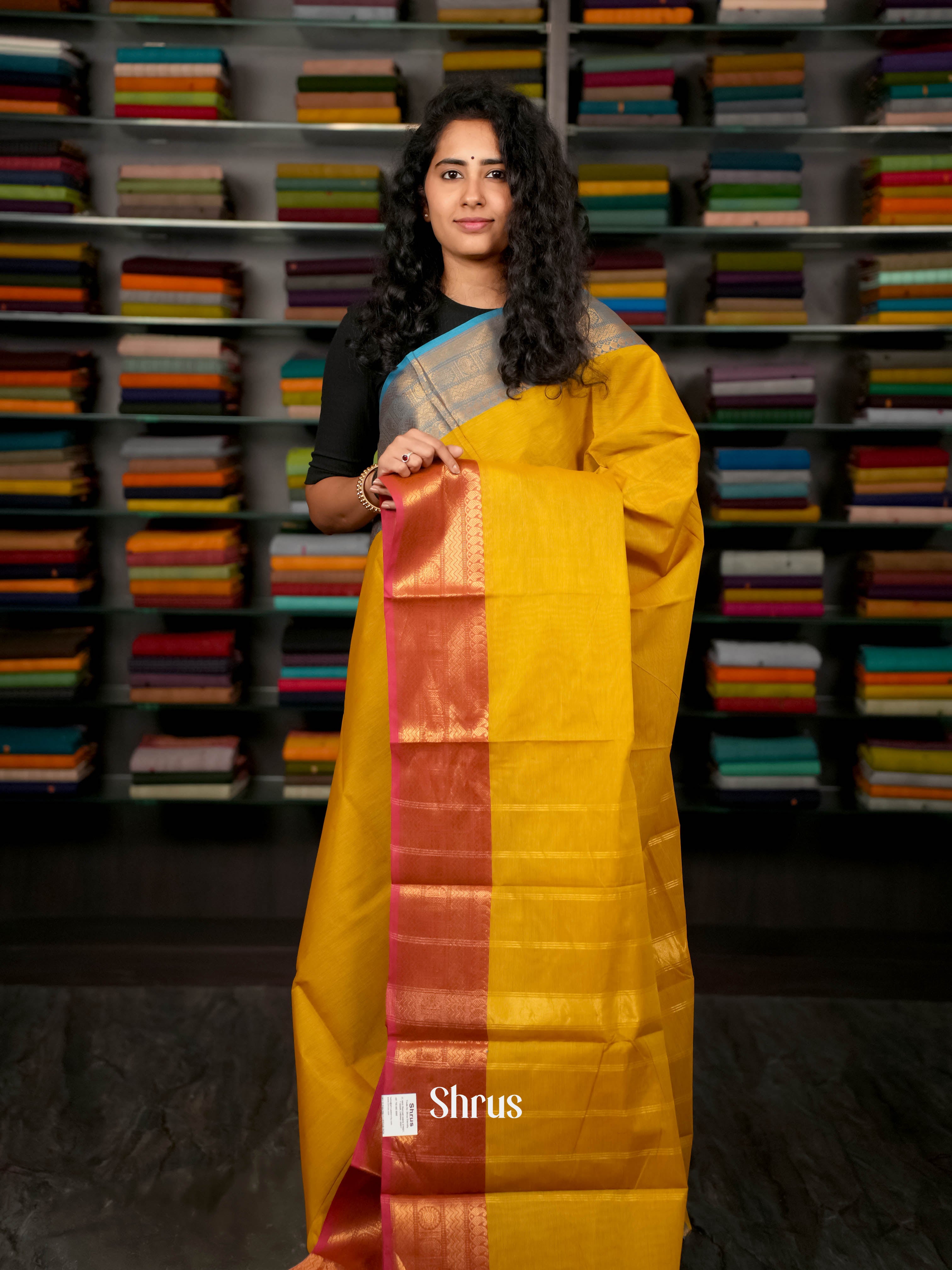 Mustard & Red - Chettinad Cotton Saree