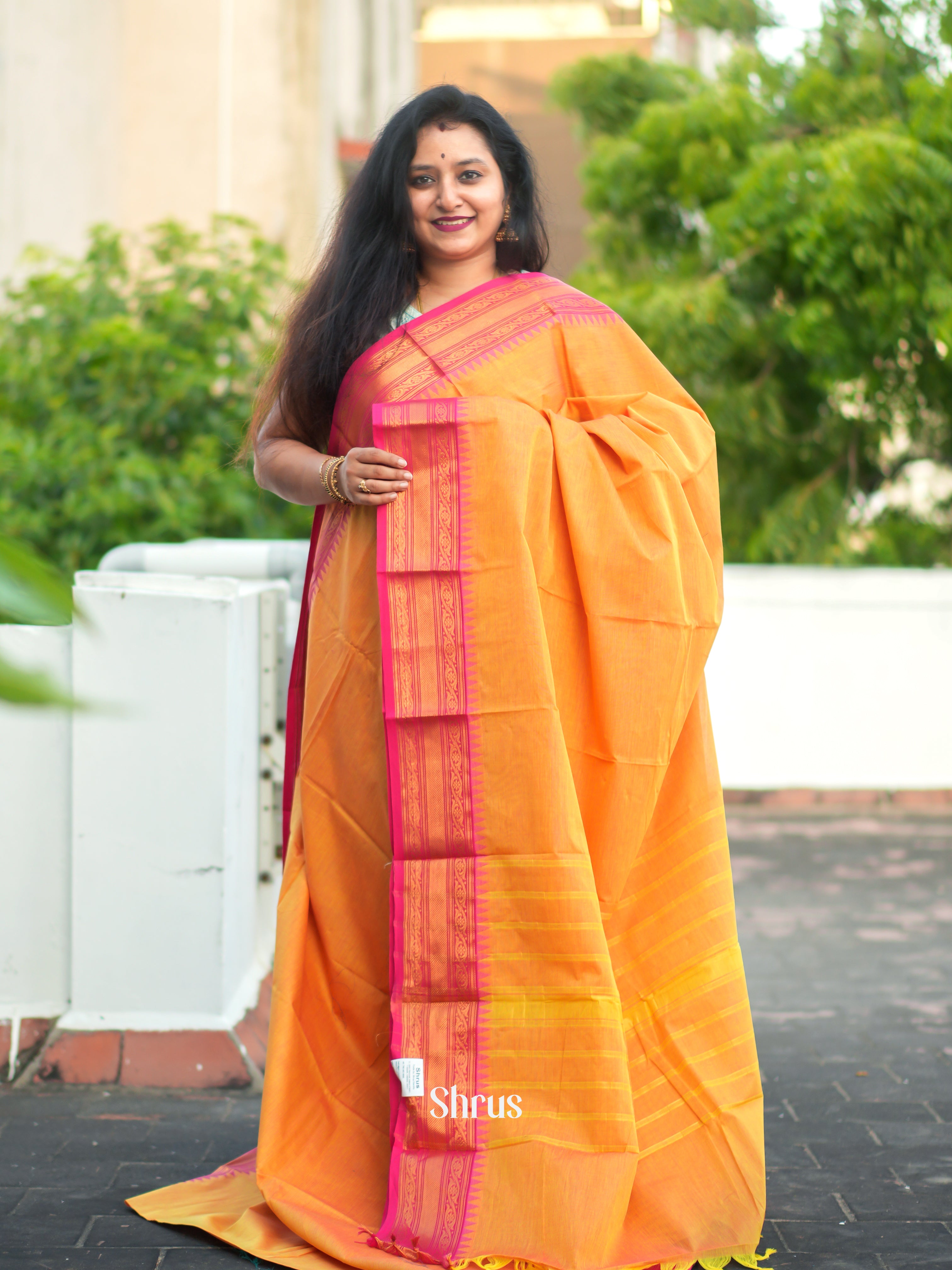 Orange & Pink - Chettinad Cotton Saree