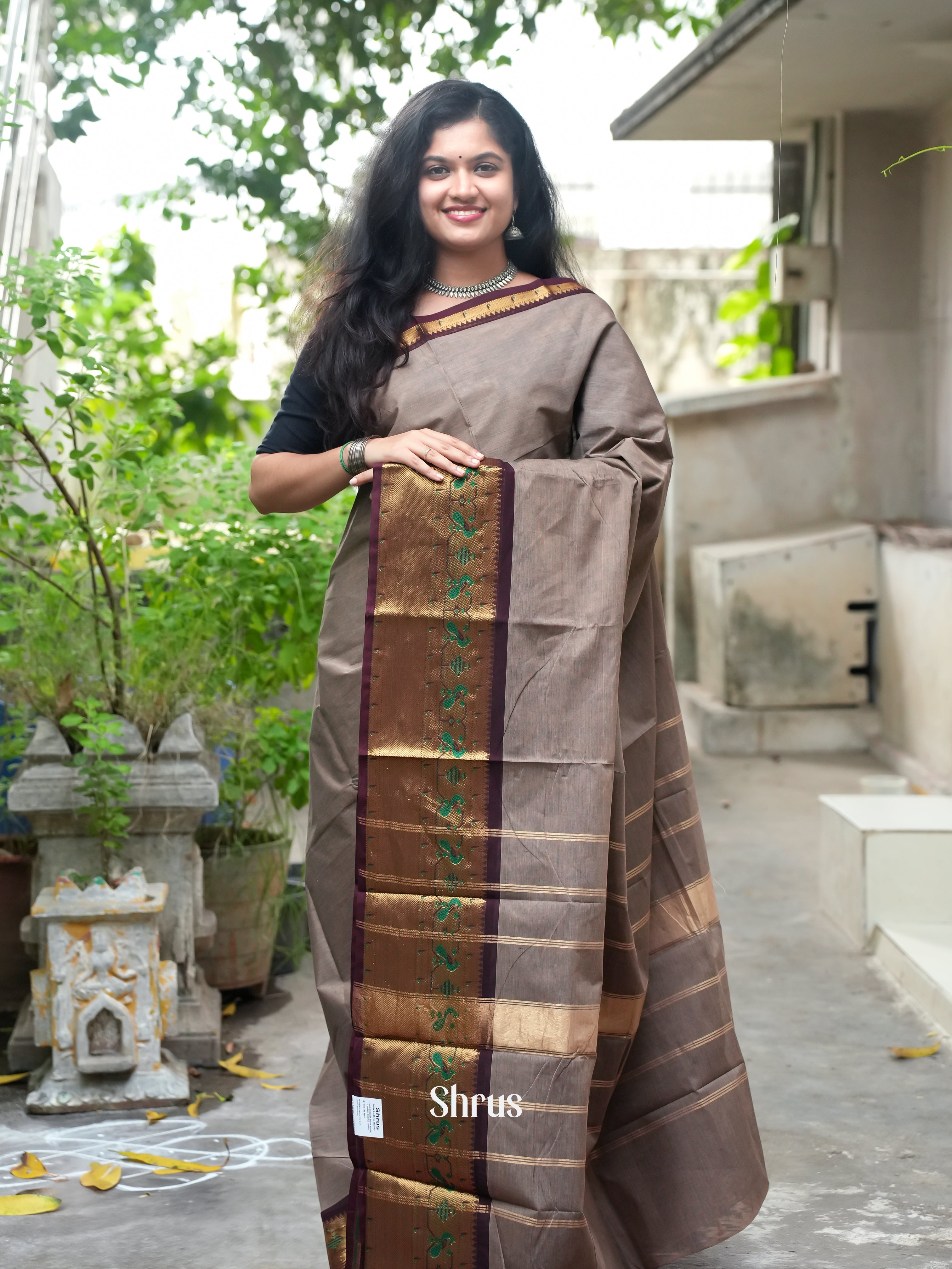 Grey & Brown -Chettinad Cotton Saree