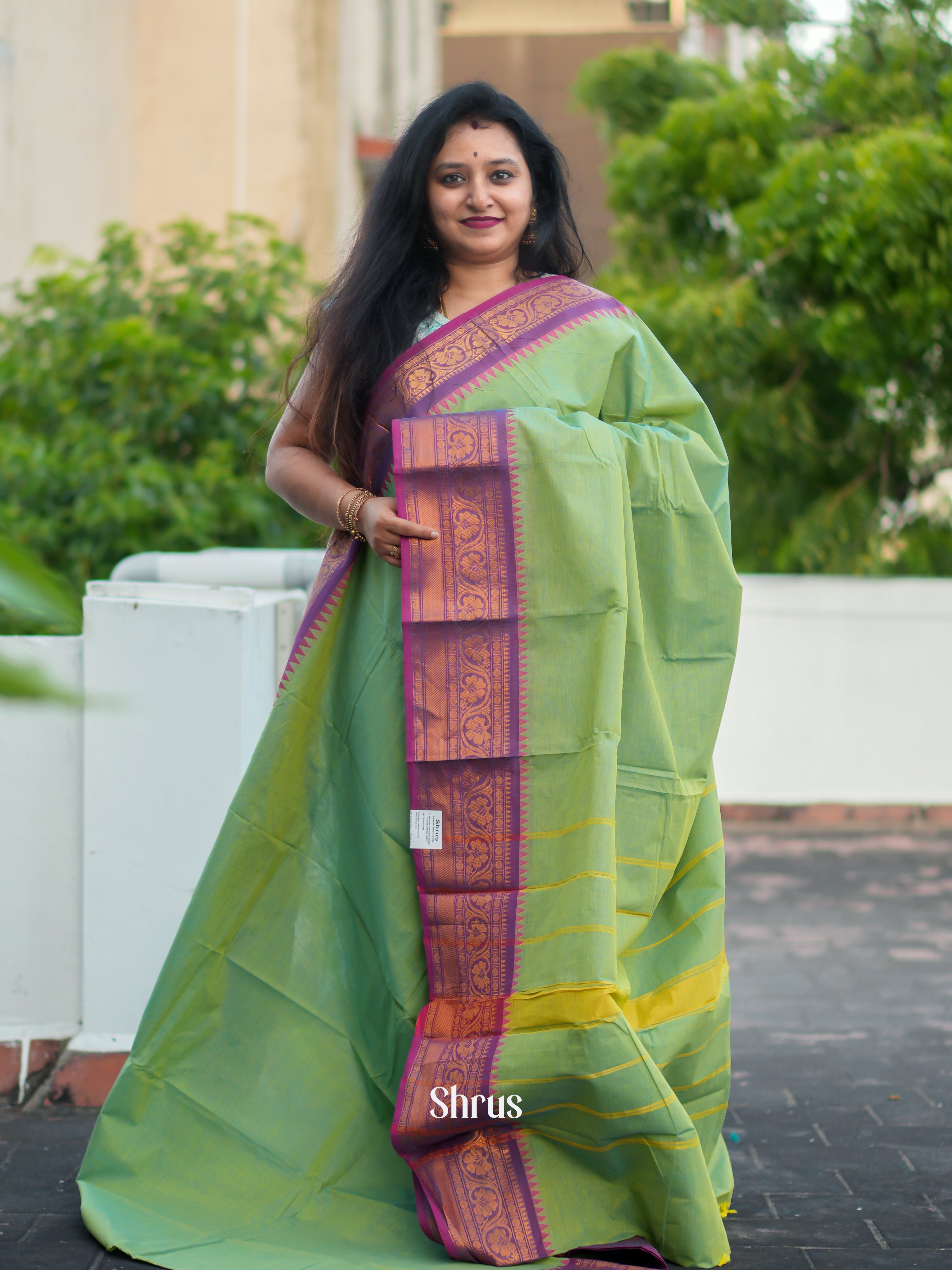 Green & Purple  - Chettinad Cotton Saree