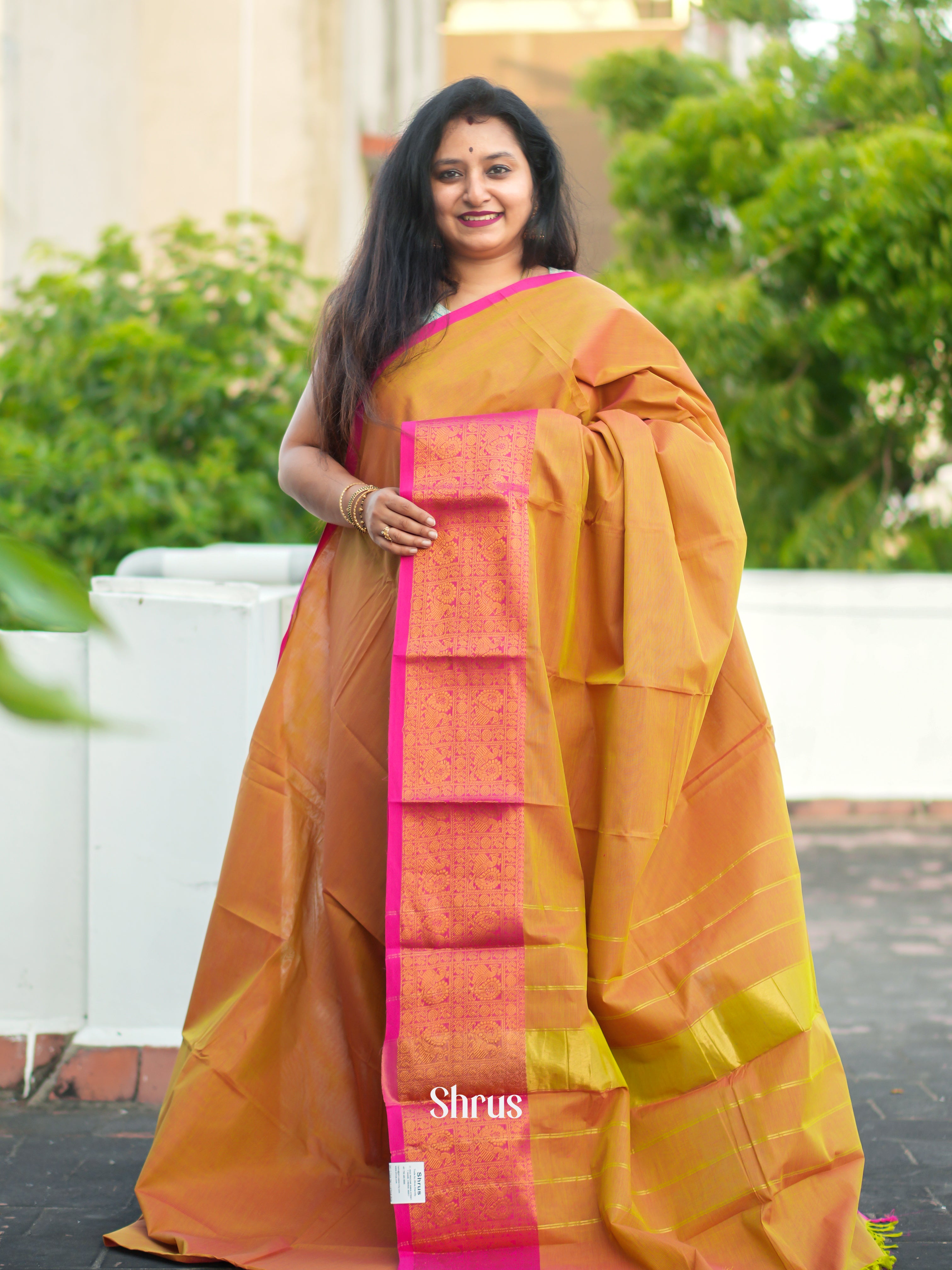 Mustard & Pink - Chettinad Cotton Saree