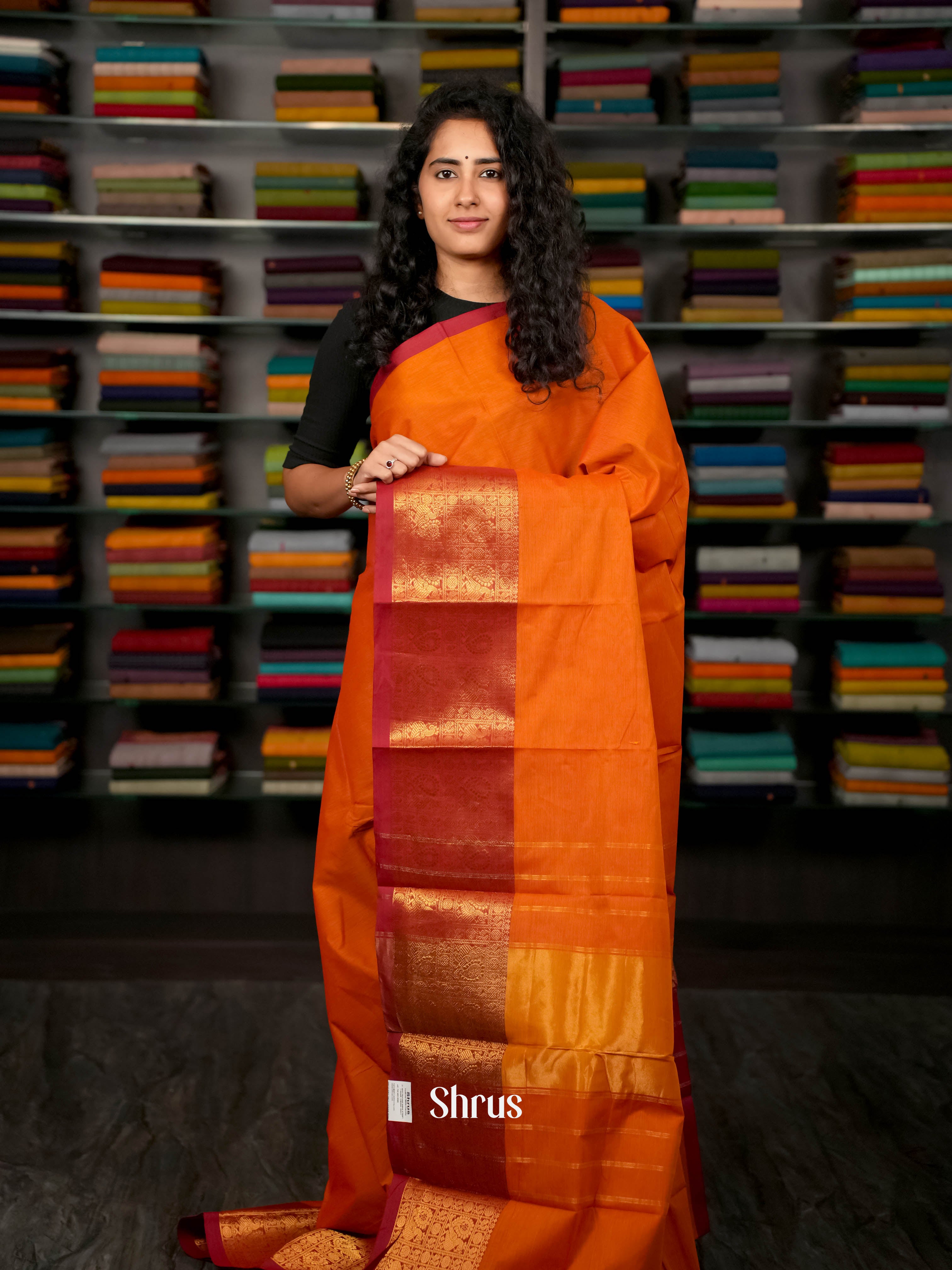 Orange & Maroon- Chettinad Cotton Saree