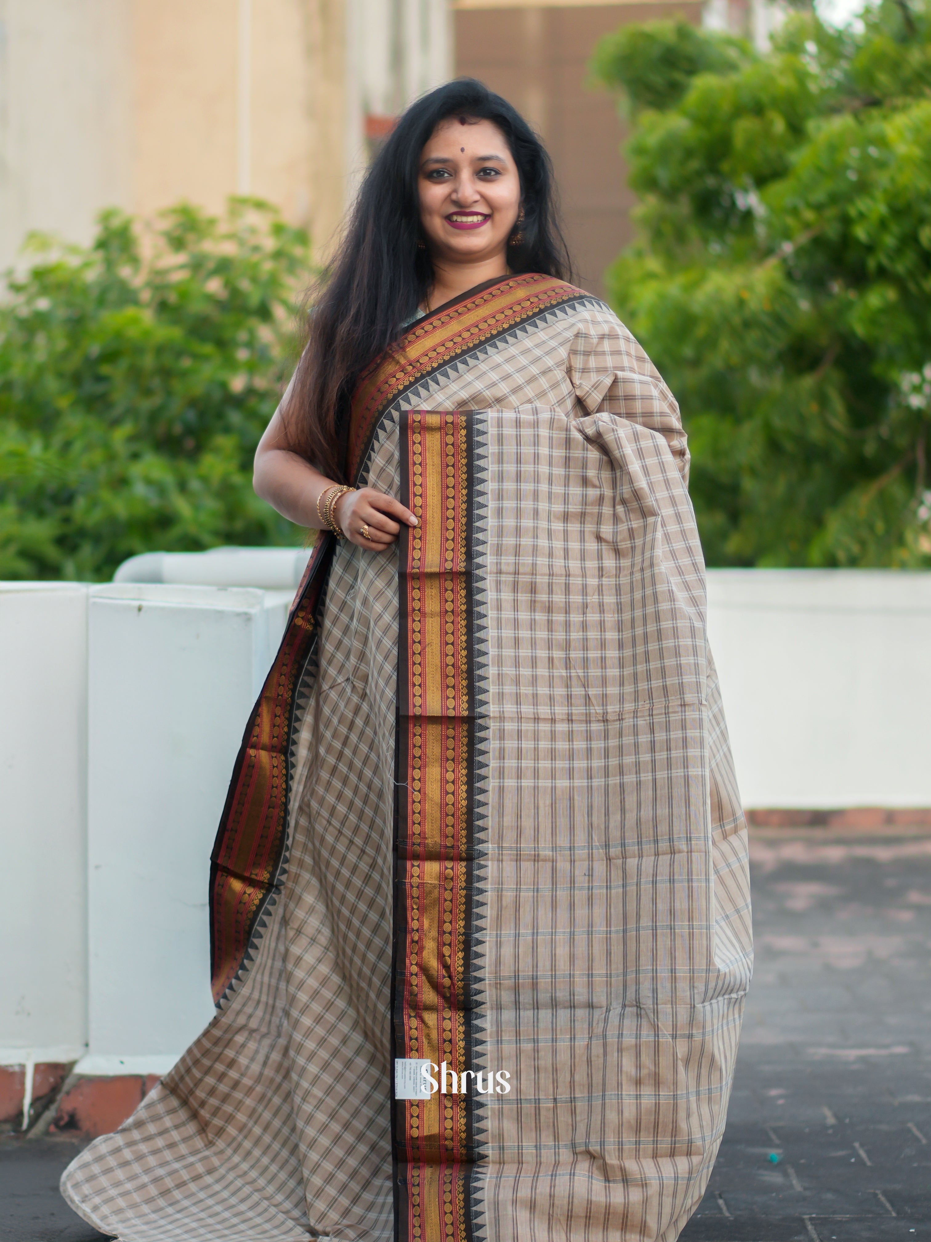 Grey & Black - Chettinad Cotton Saree