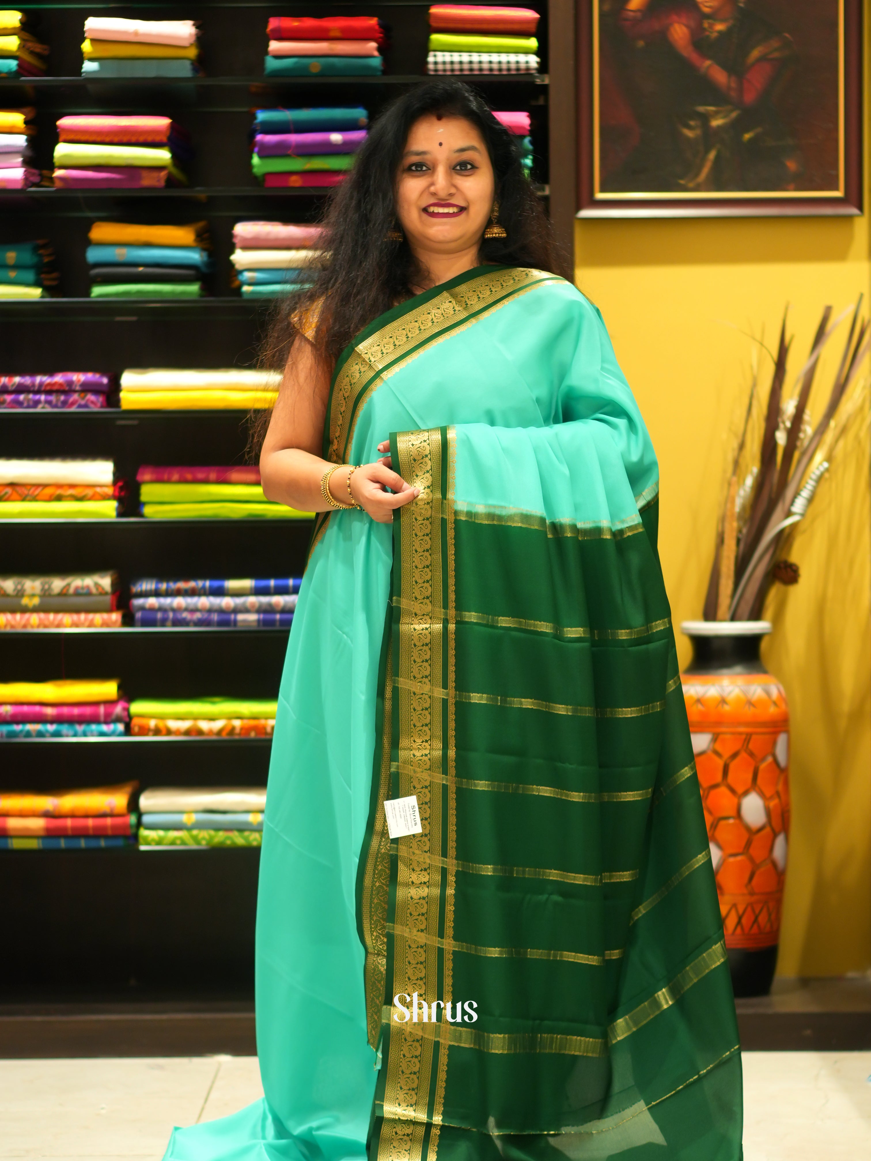 Teal Green & Green -Mysore Silk