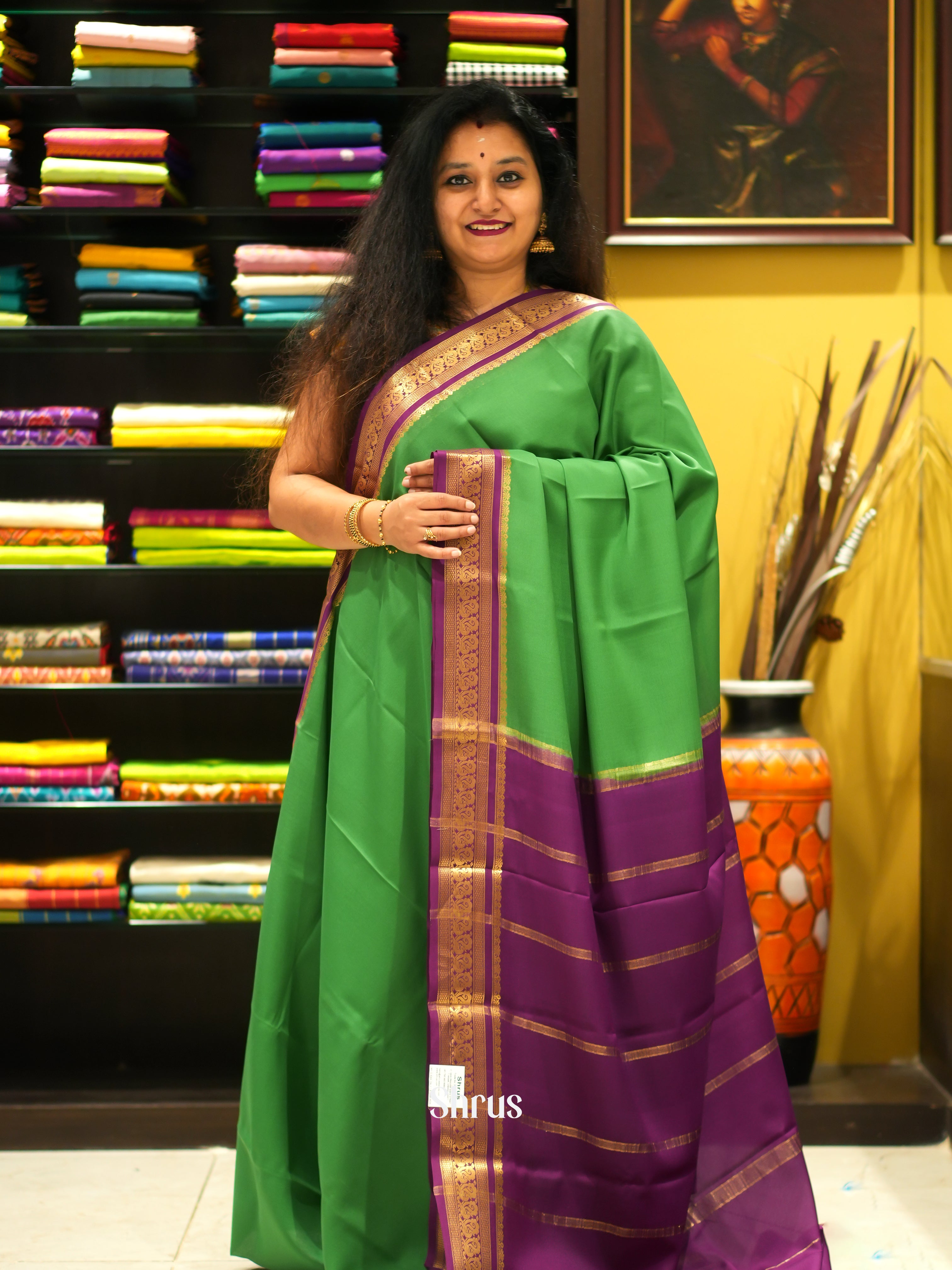 Green & Majenta -Mysore Silk